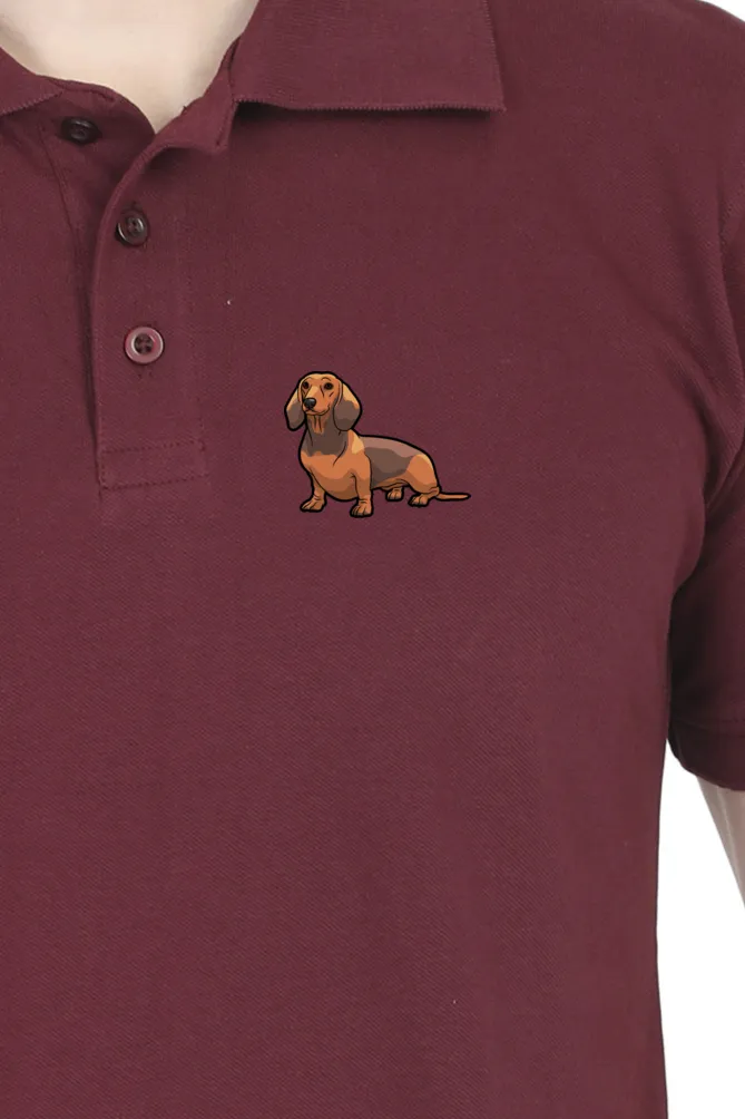 Polo Neck T-Shirt (Men) - Dash Dash Dachshund (11 Colours)