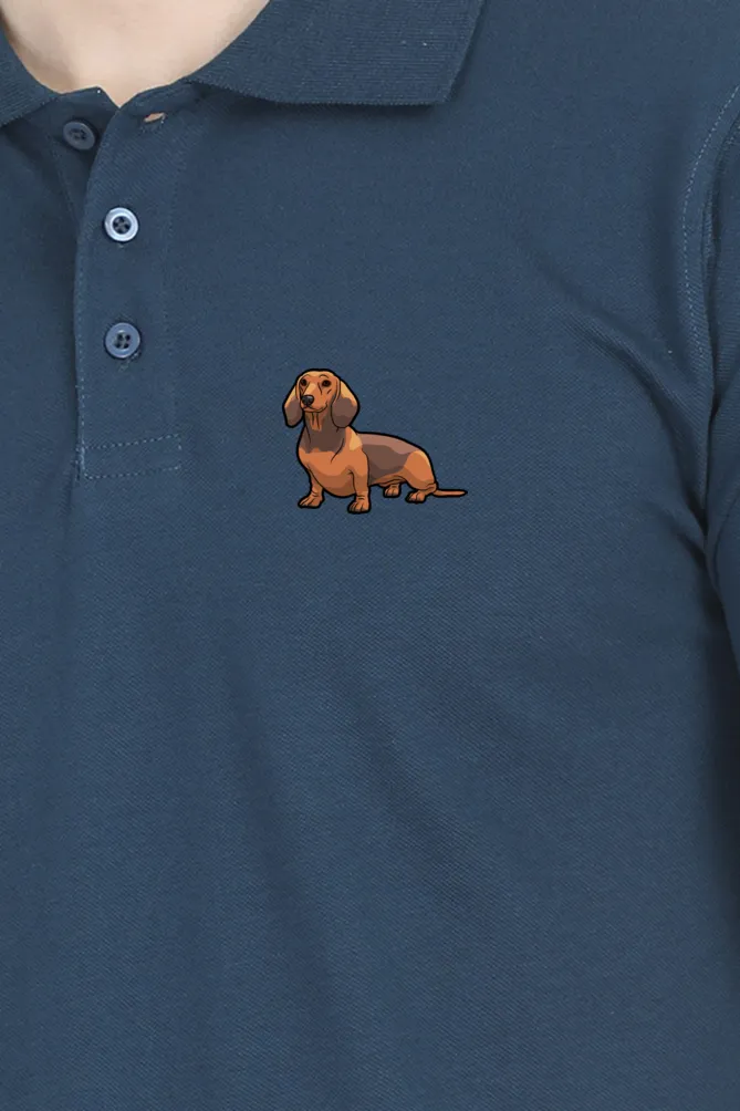 Polo Neck T-Shirt (Men) - Dash Dash Dachshund (11 Colours)