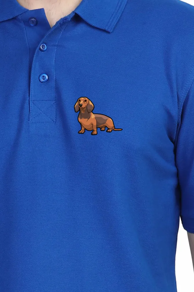 Polo Neck T-Shirt (Men) - Dash Dash Dachshund (11 Colours)