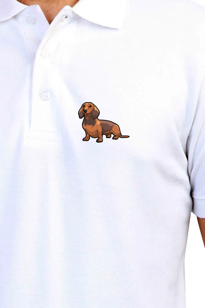 Polo Neck T-Shirt (Men) - Dash Dash Dachshund (11 Colours)