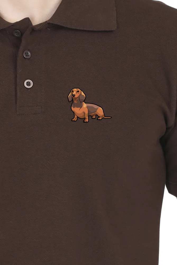 Polo Neck T-Shirt (Men) - Dash Dash Dachshund (11 Colours)