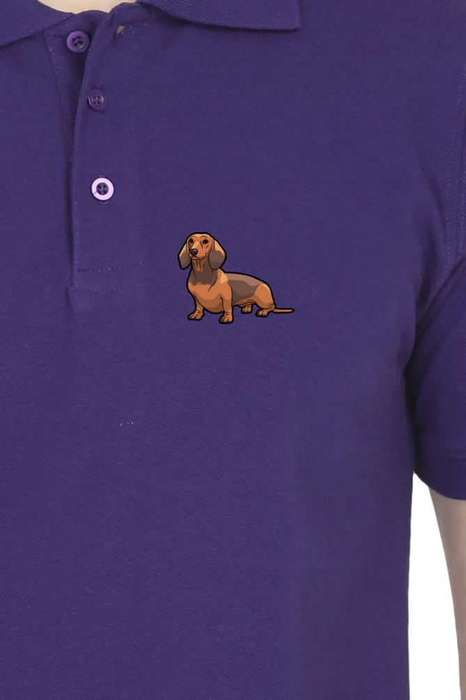 Polo Neck T-Shirt (Men) - Dash Dash Dachshund (11 Colours)