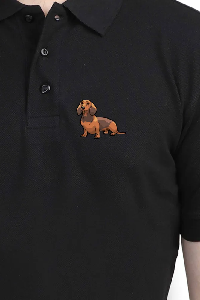 Polo Neck T-Shirt (Men) - Dash Dash Dachshund (11 Colours)