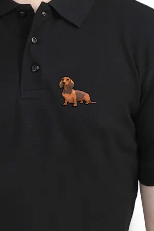 Polo Neck T-Shirt (Men) - Dash Dash Dachshund (11 Colours)