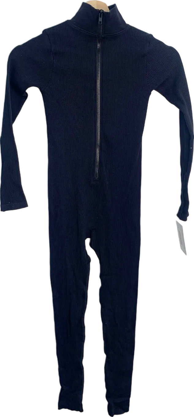 PrettyLittleThing Black Ribbed Onesie XS