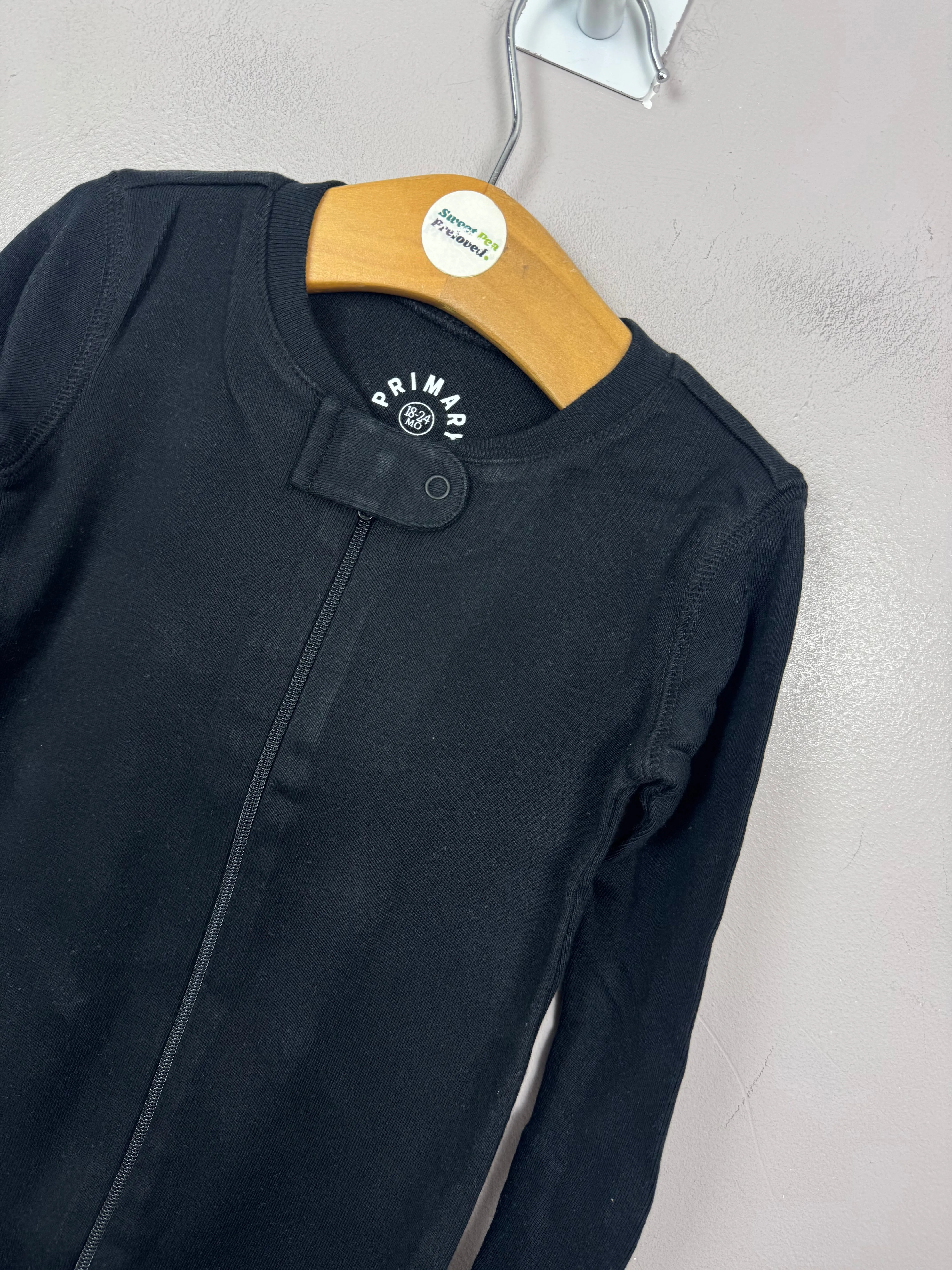 Primary Organic Footless Sleepsuit - Plain dye Black (New) 18-24m