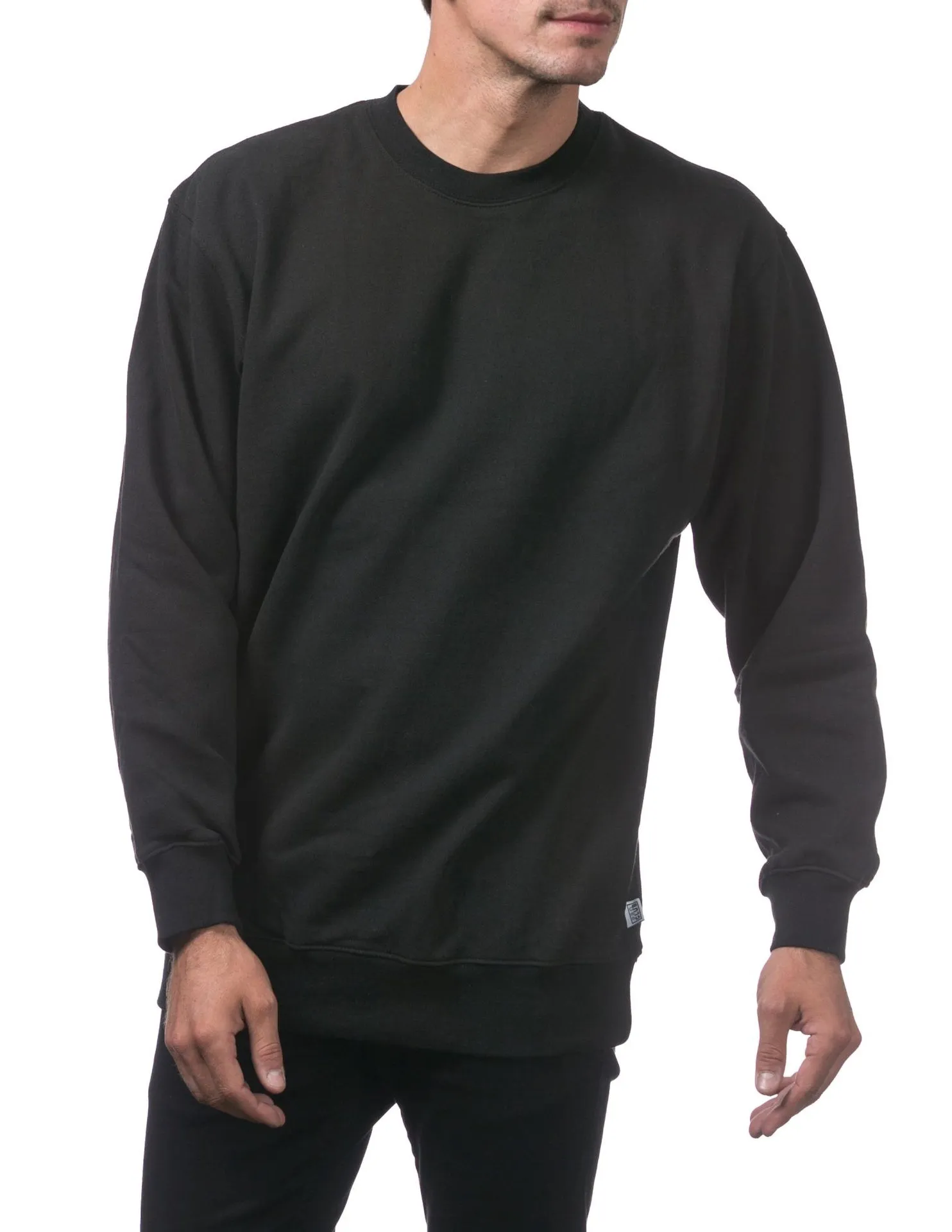 Pro Club Heavyweight Crew Neck Fleece Pullover Sweater (13oz) - BLACK