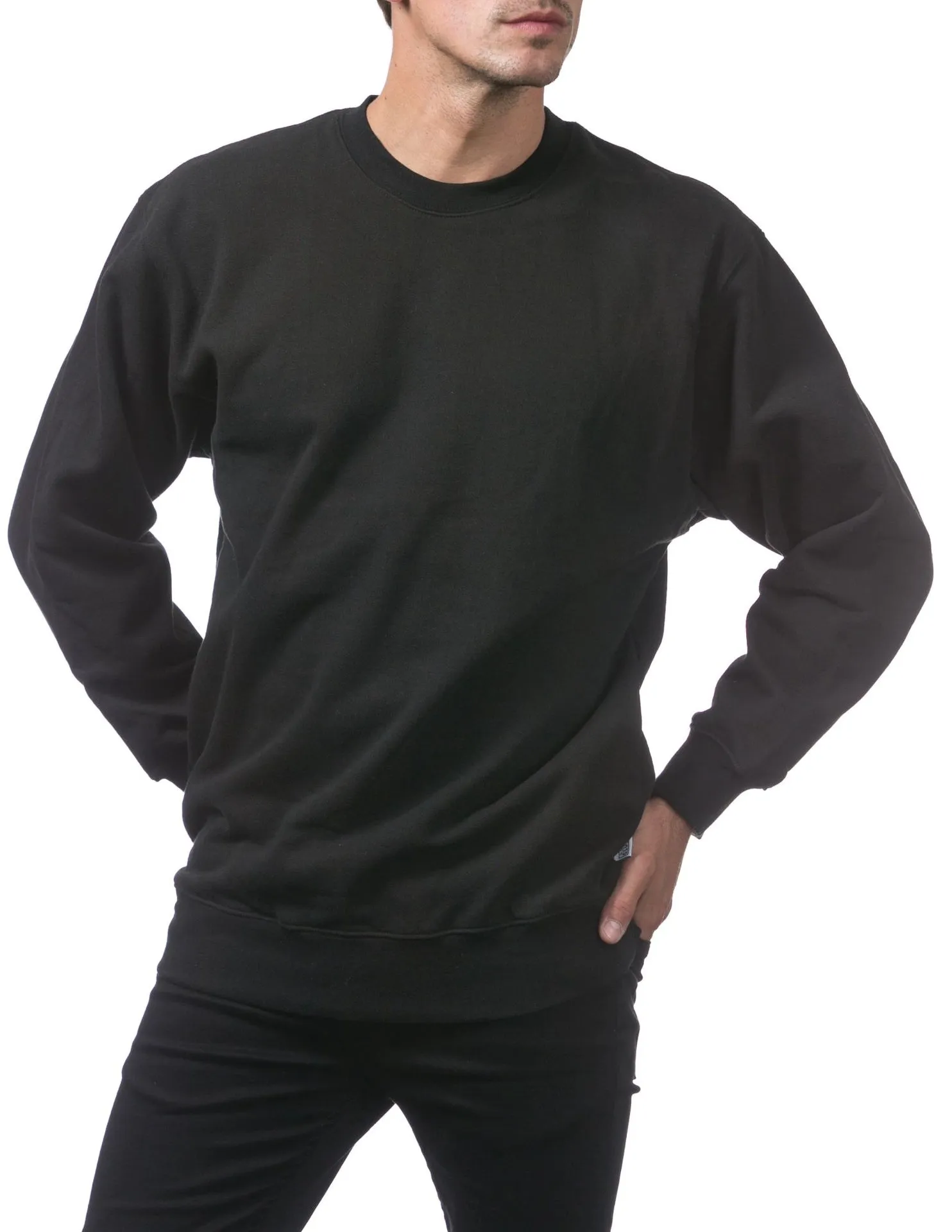 Pro Club Heavyweight Crew Neck Fleece Pullover Sweater (13oz) - BLACK