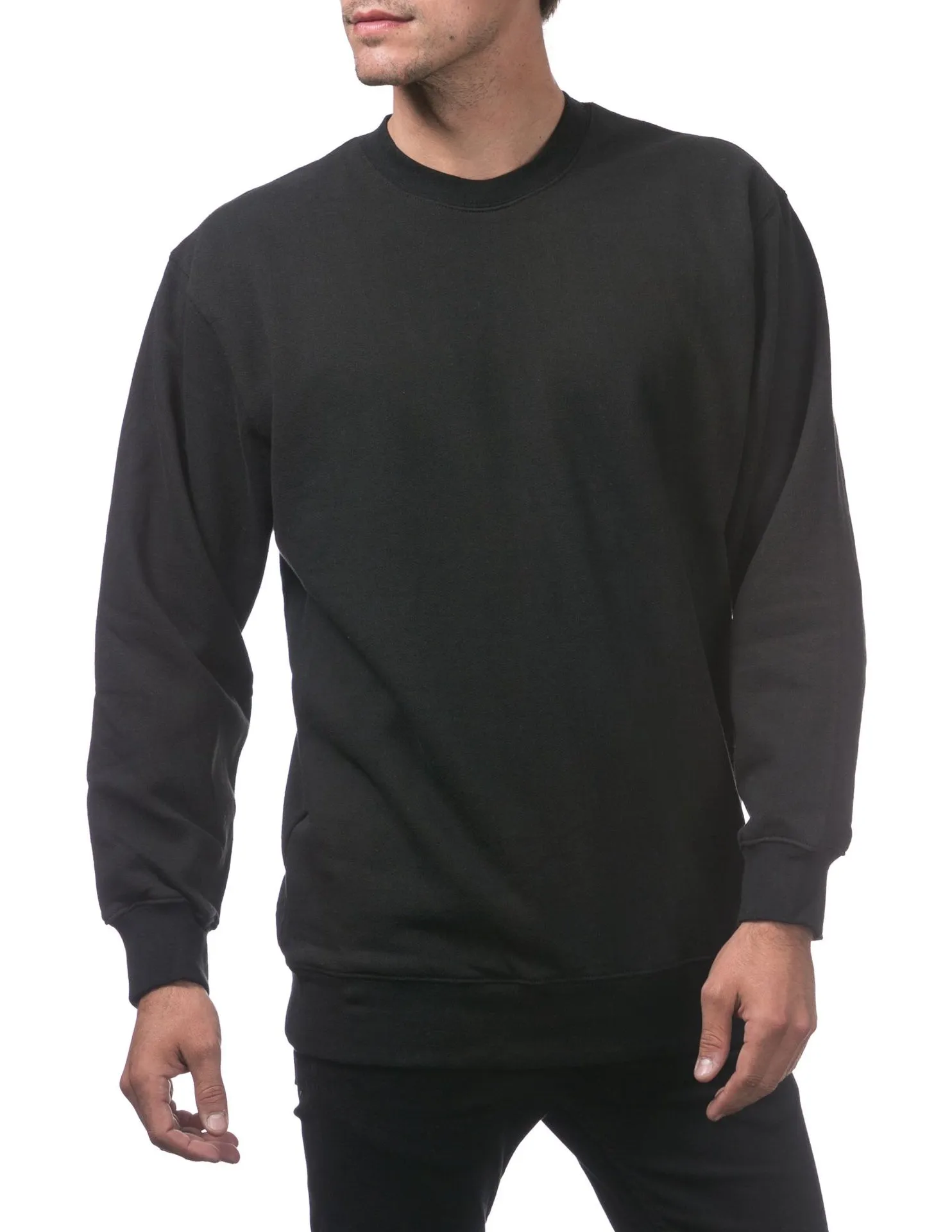 Pro Club Heavyweight Crew Neck Fleece Pullover Sweater (13oz) - BLACK