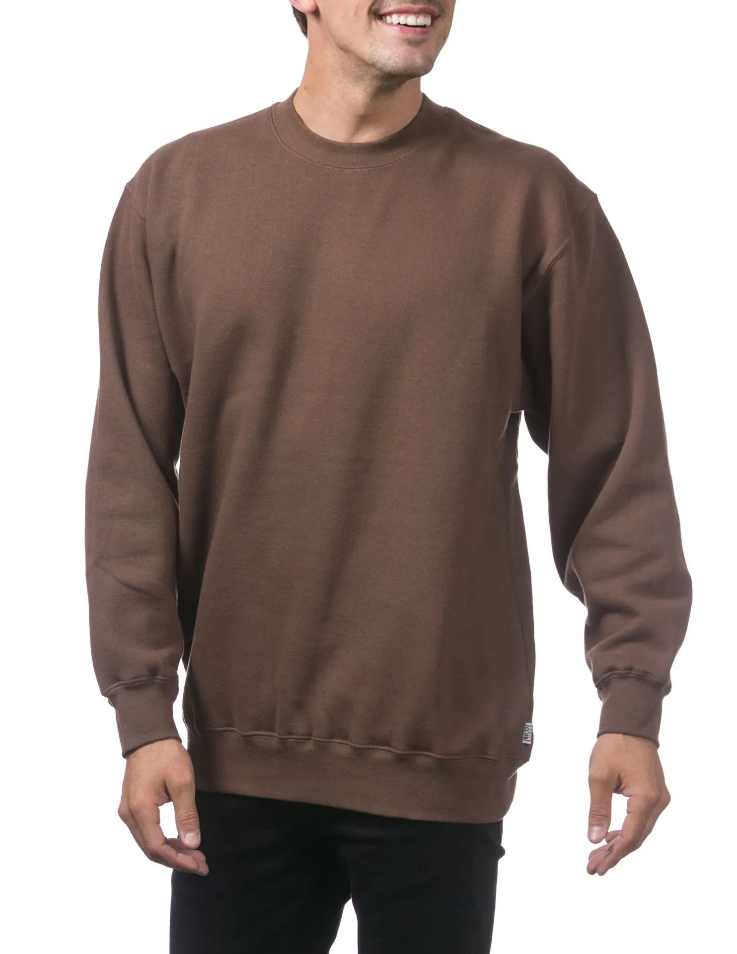 Pro Club Heavyweight Crew Neck Fleece Pullover Sweater (13oz) - BROWN