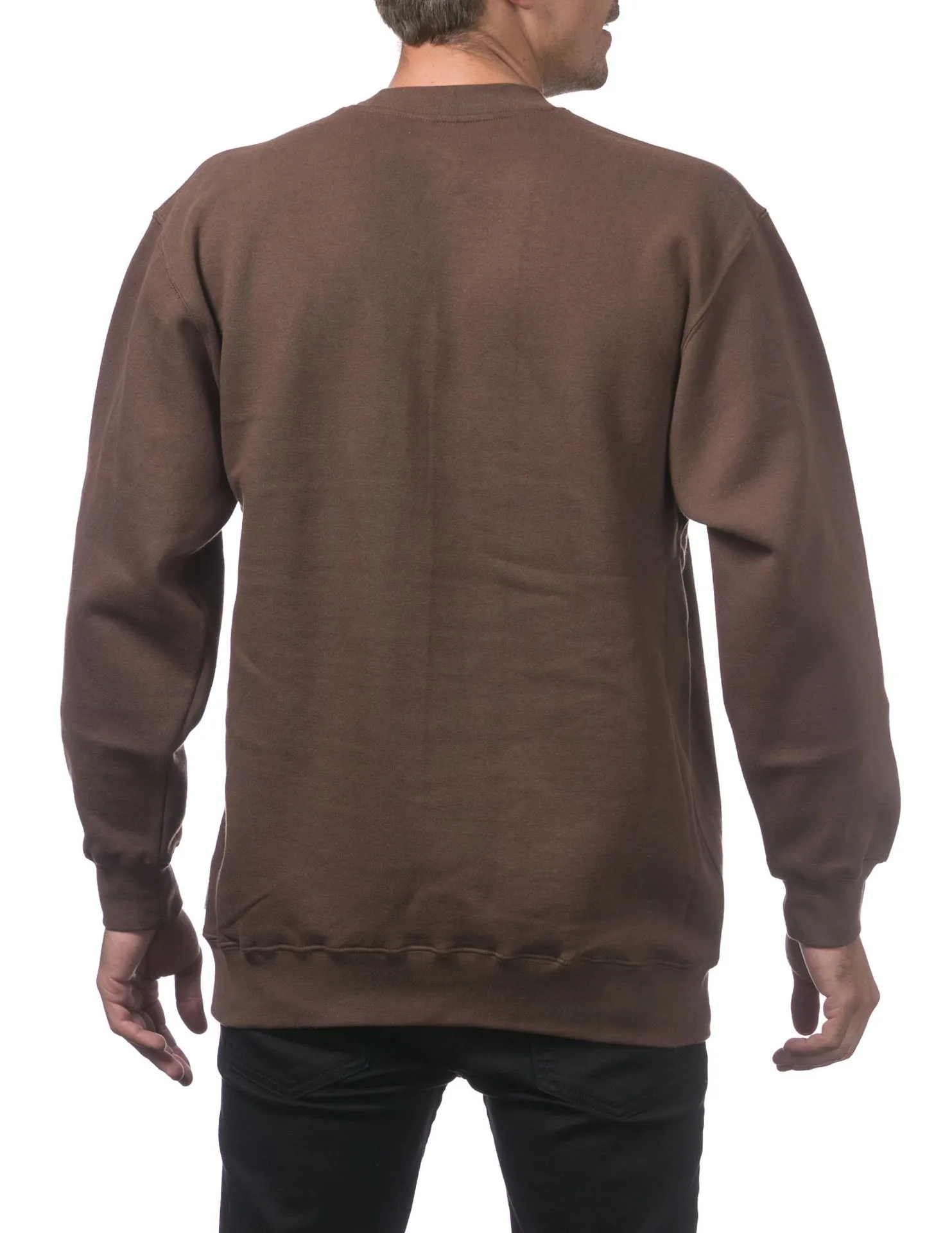 Pro Club Heavyweight Crew Neck Fleece Pullover Sweater (13oz) - BROWN