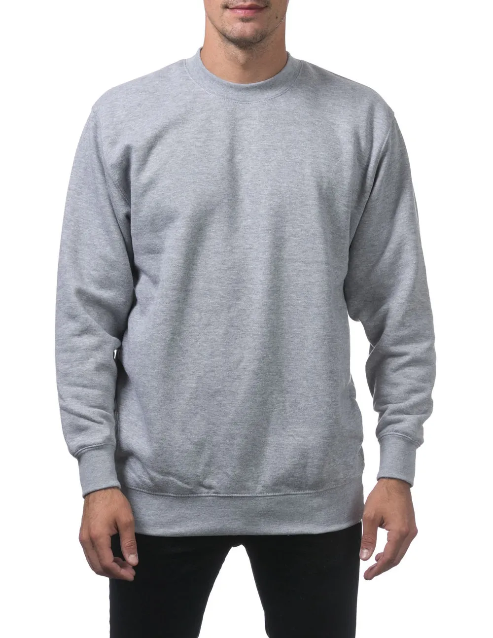 Pro Club Heavyweight Crew Neck Fleece Pullover Sweater (13oz) - GRAY