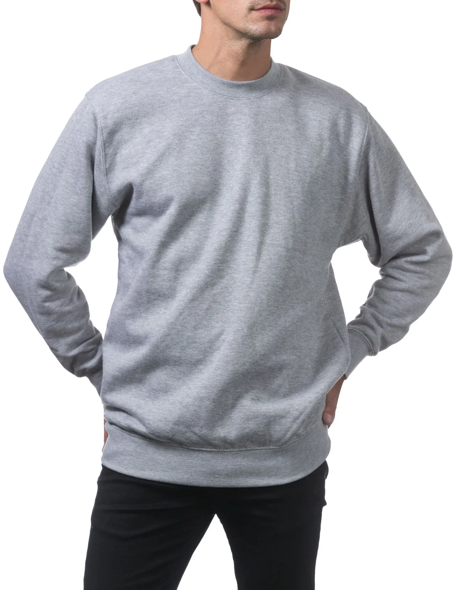 Pro Club Heavyweight Crew Neck Fleece Pullover Sweater (13oz) - GRAY