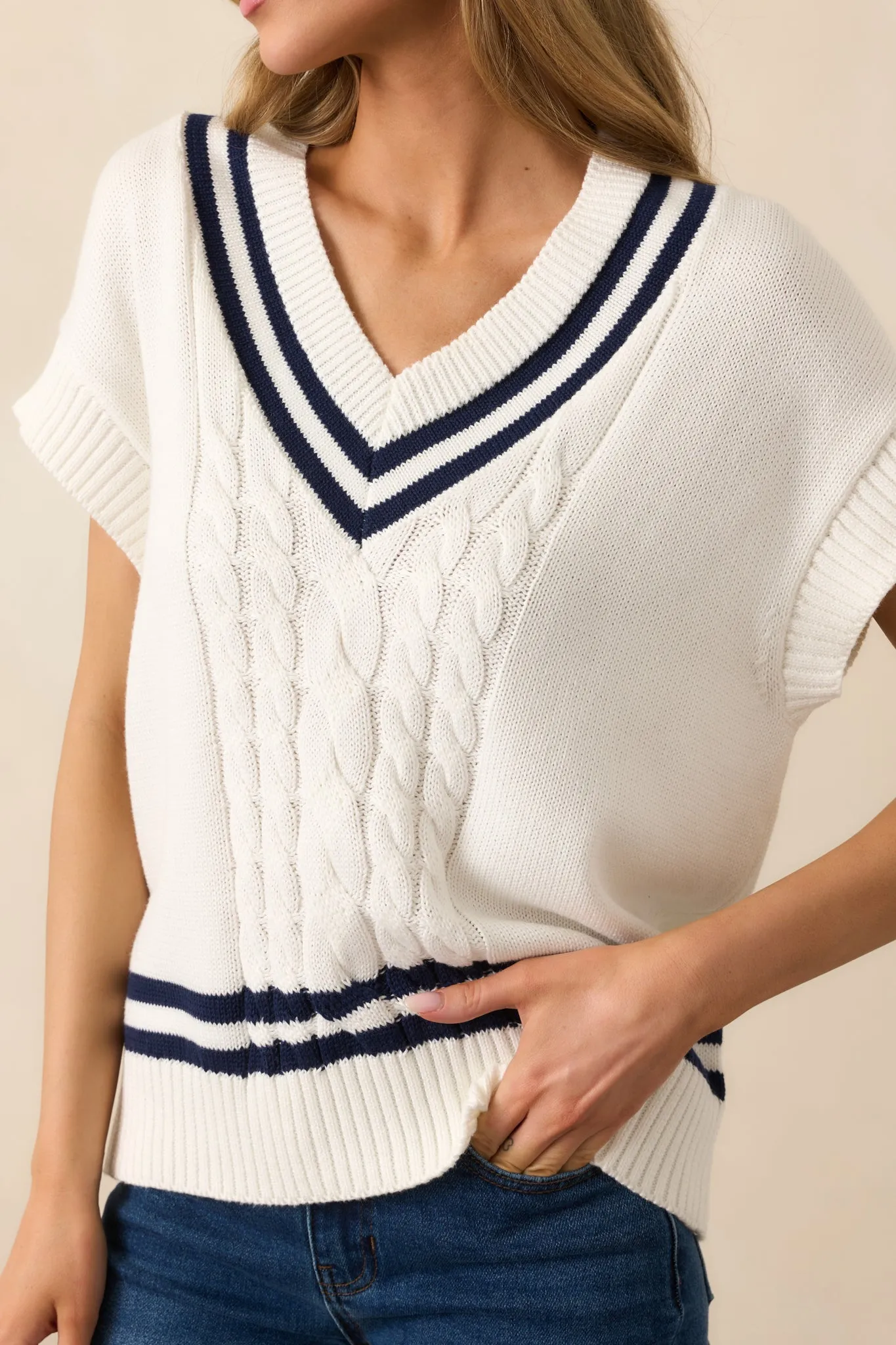 Putting In The Work Oversized White Sweater Vest