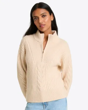 Quarter Zip Cable Knit Sweater