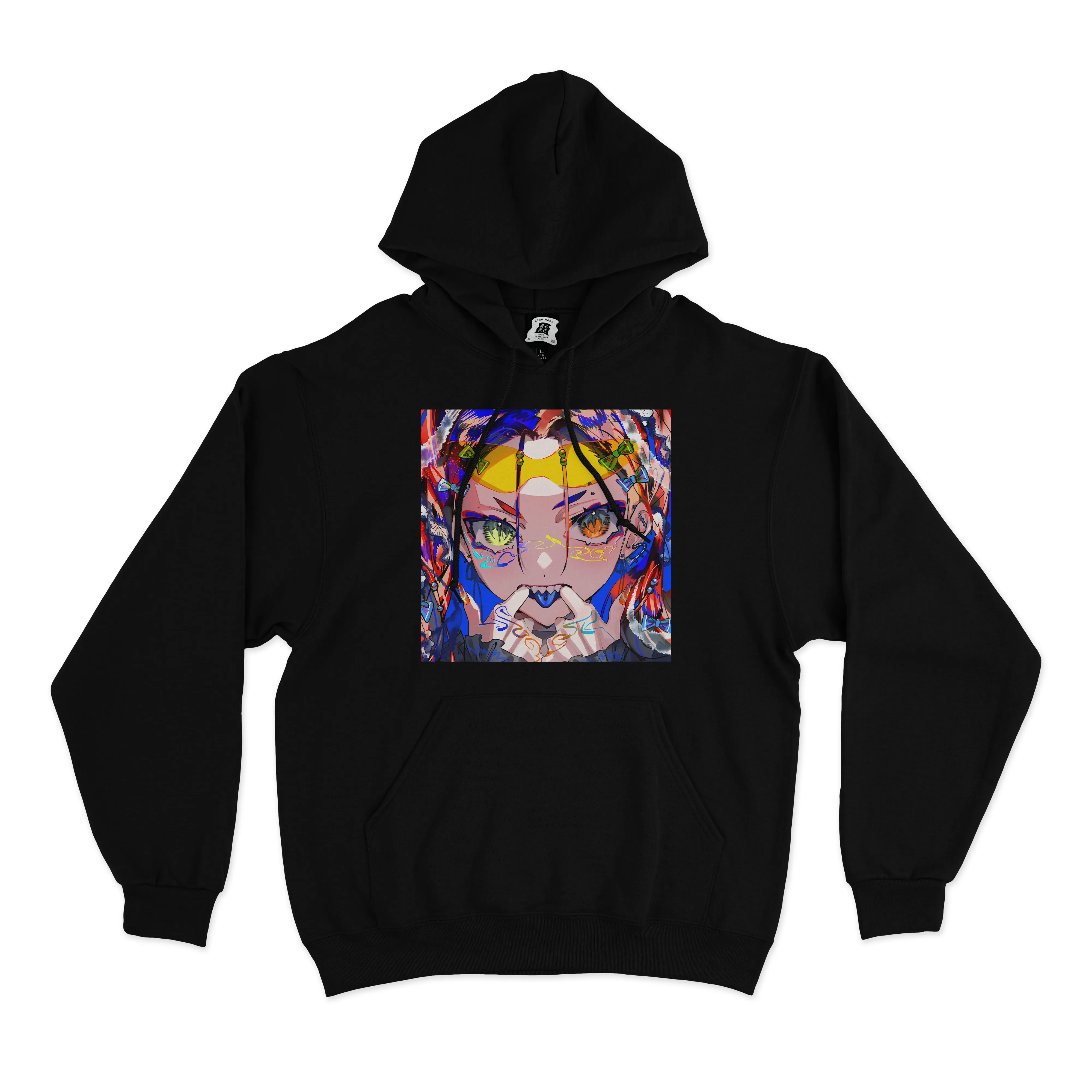 "ビビット BLUE" Basic Hoodie Black/Cobalt Blue