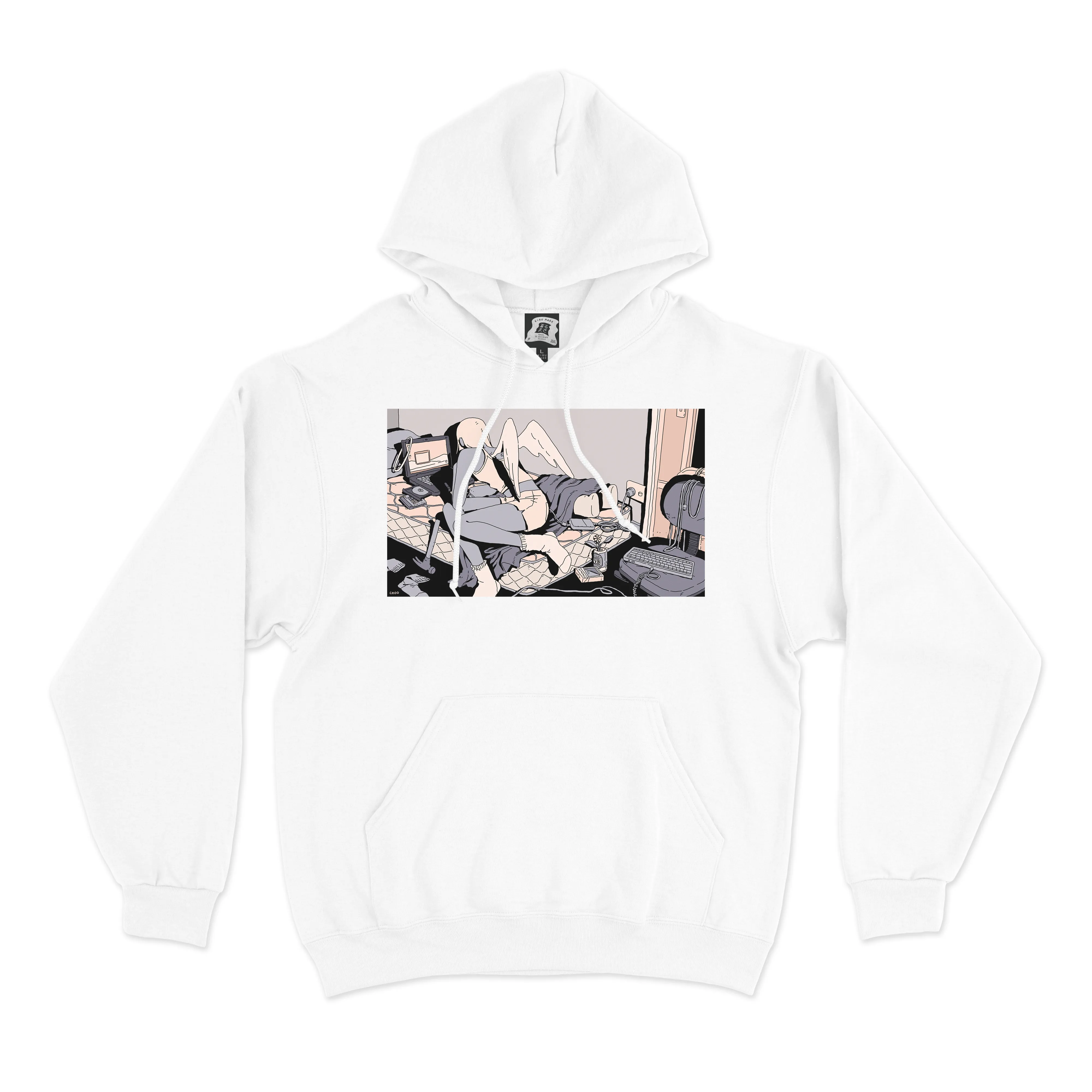 "Angel1" Basic Hoodie White
