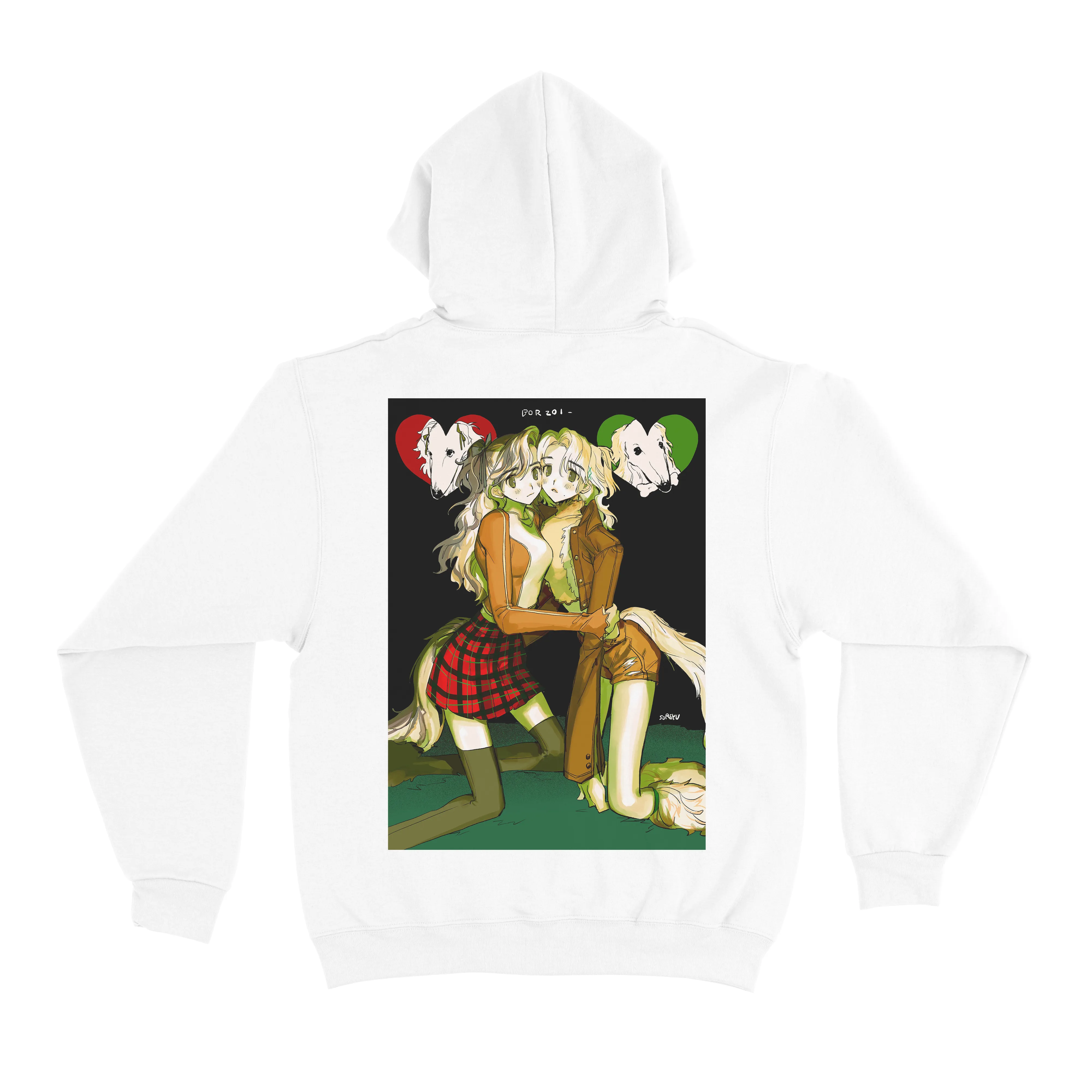 "Borzoi Sisters" Basic Hoodie Black/White