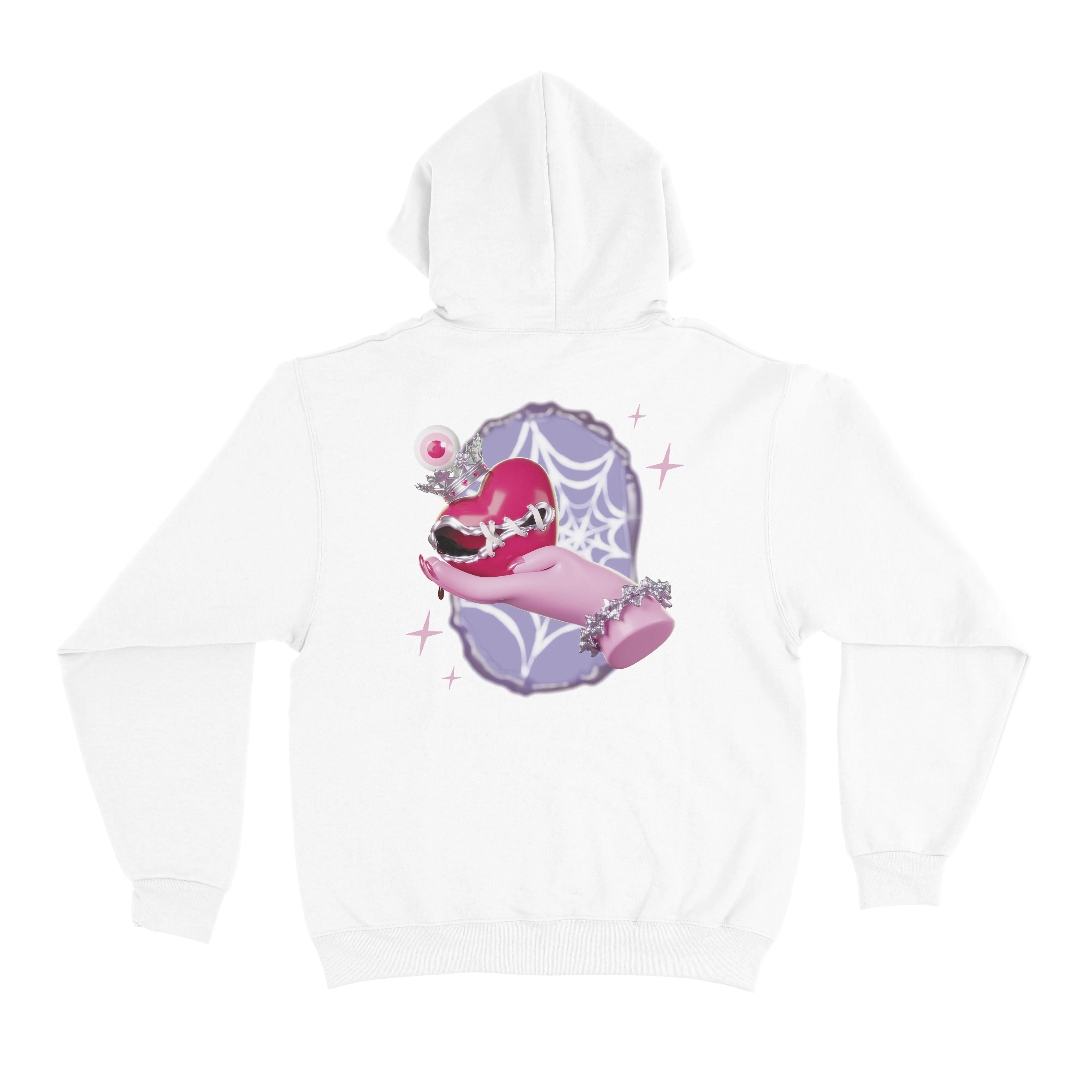 "Broken Heart" Basic Hoodie White/Black/Cobalt Blue