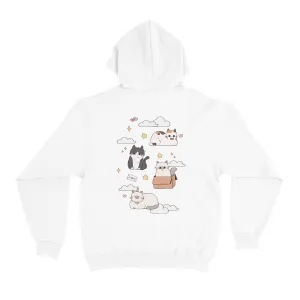 "Cats and Clouds" Basic Hoodie White/Beige/Black