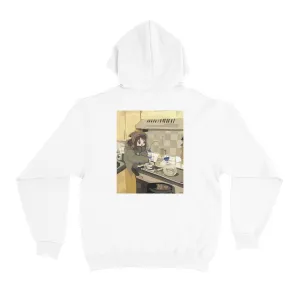"Cooking" Basic Hoodie Beige/White