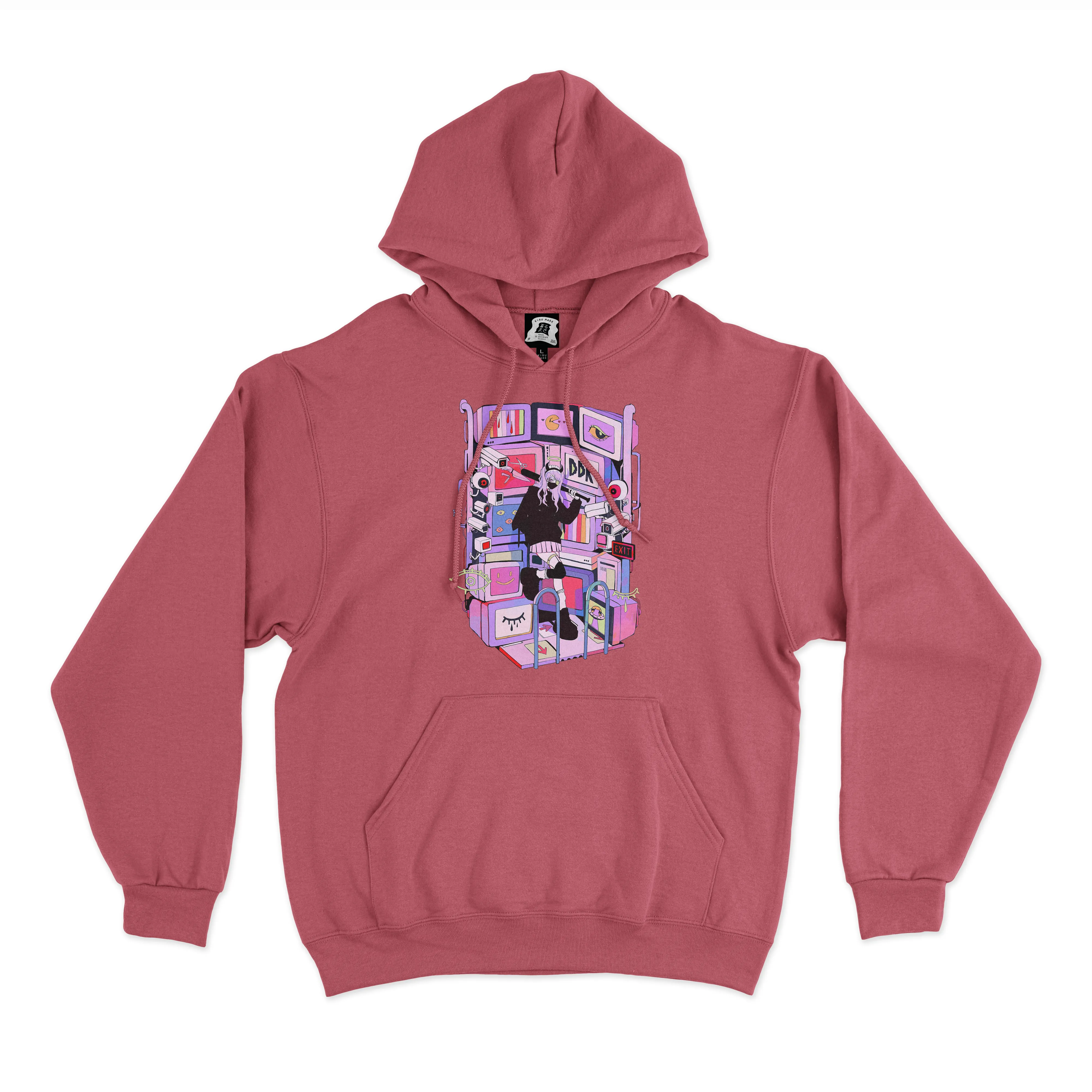 "DDR" Basic Hoodie Black/Pink