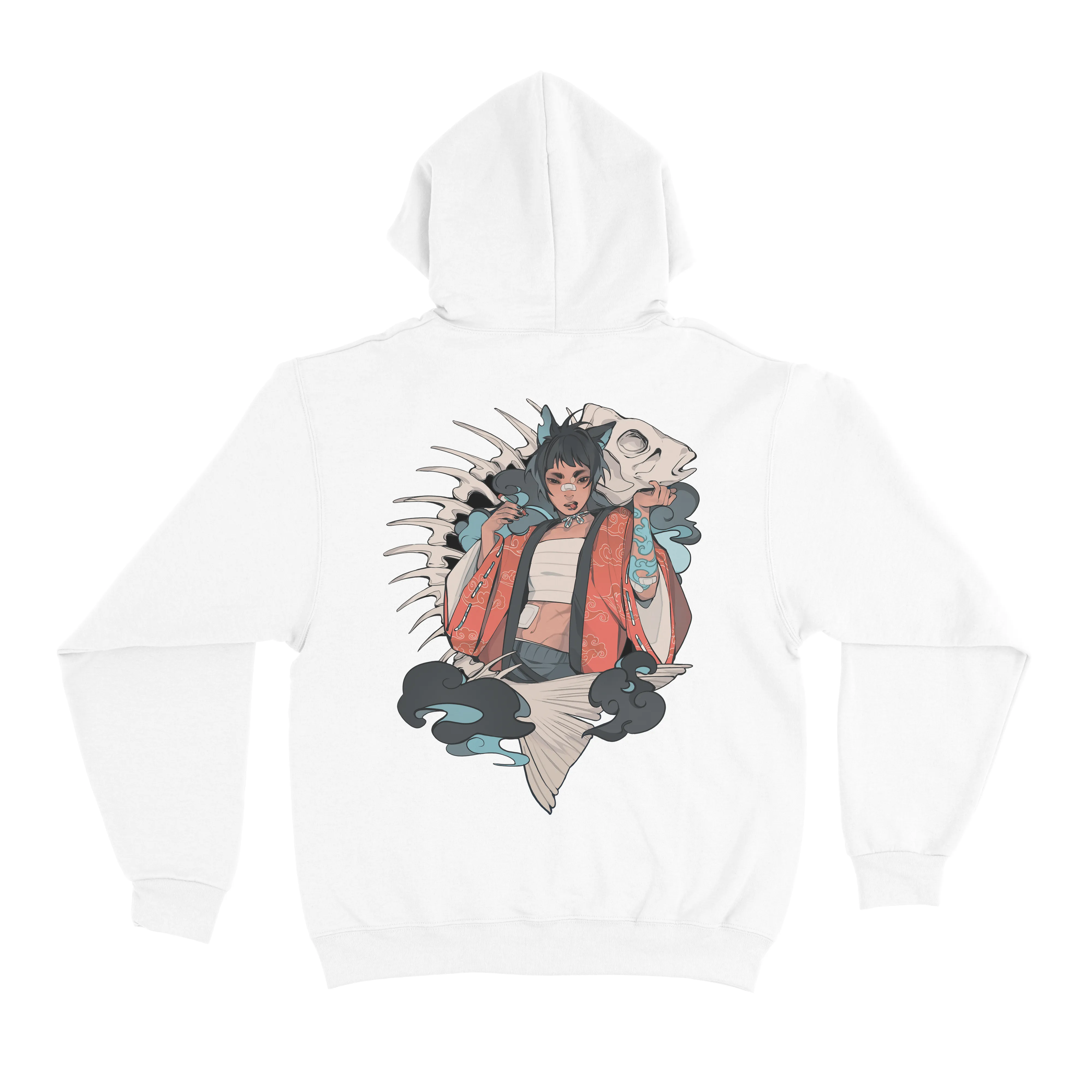 "Dead Cat Smoke" Basic Hoodie White