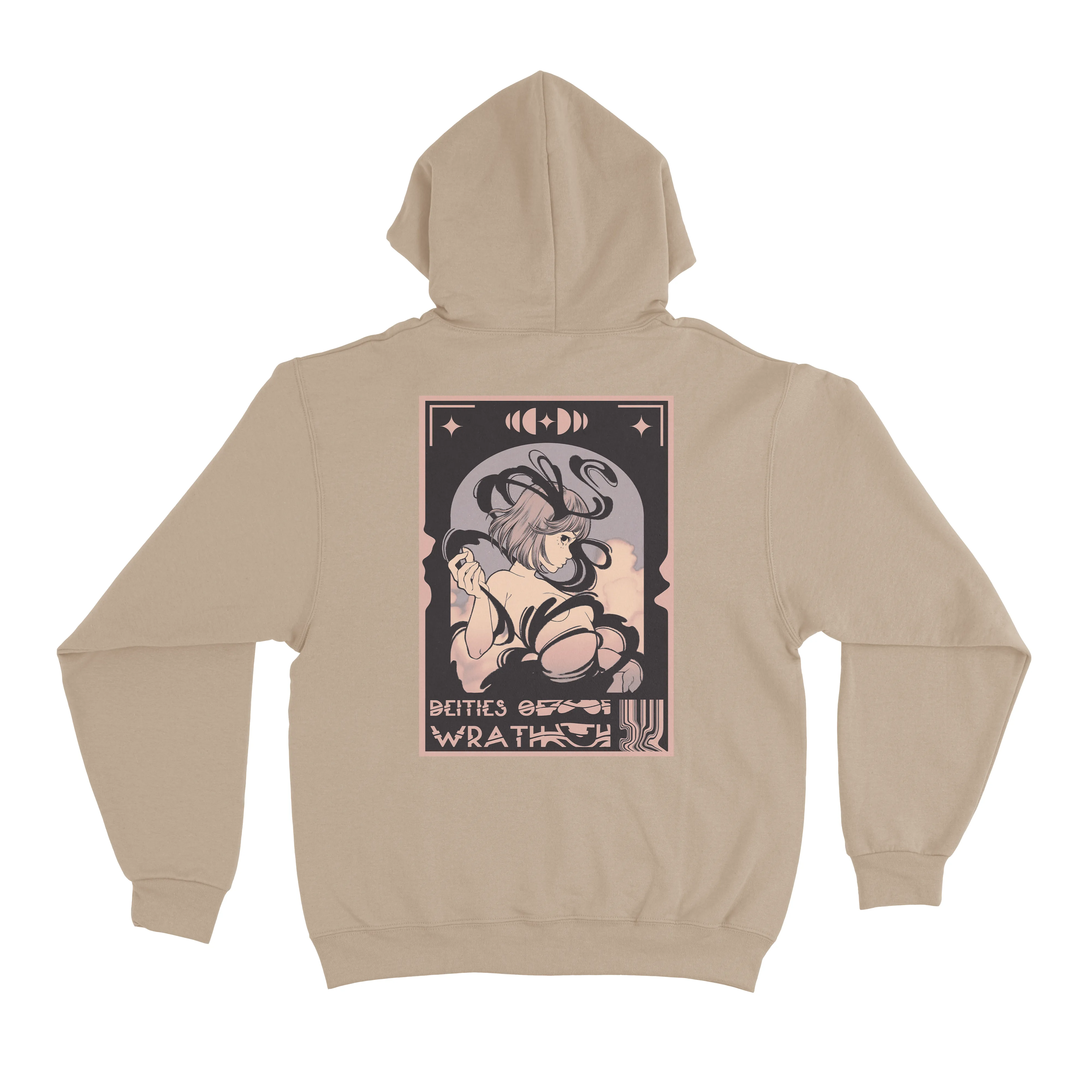 "Deities of Wrath" Basic Hoodie Black/Beige