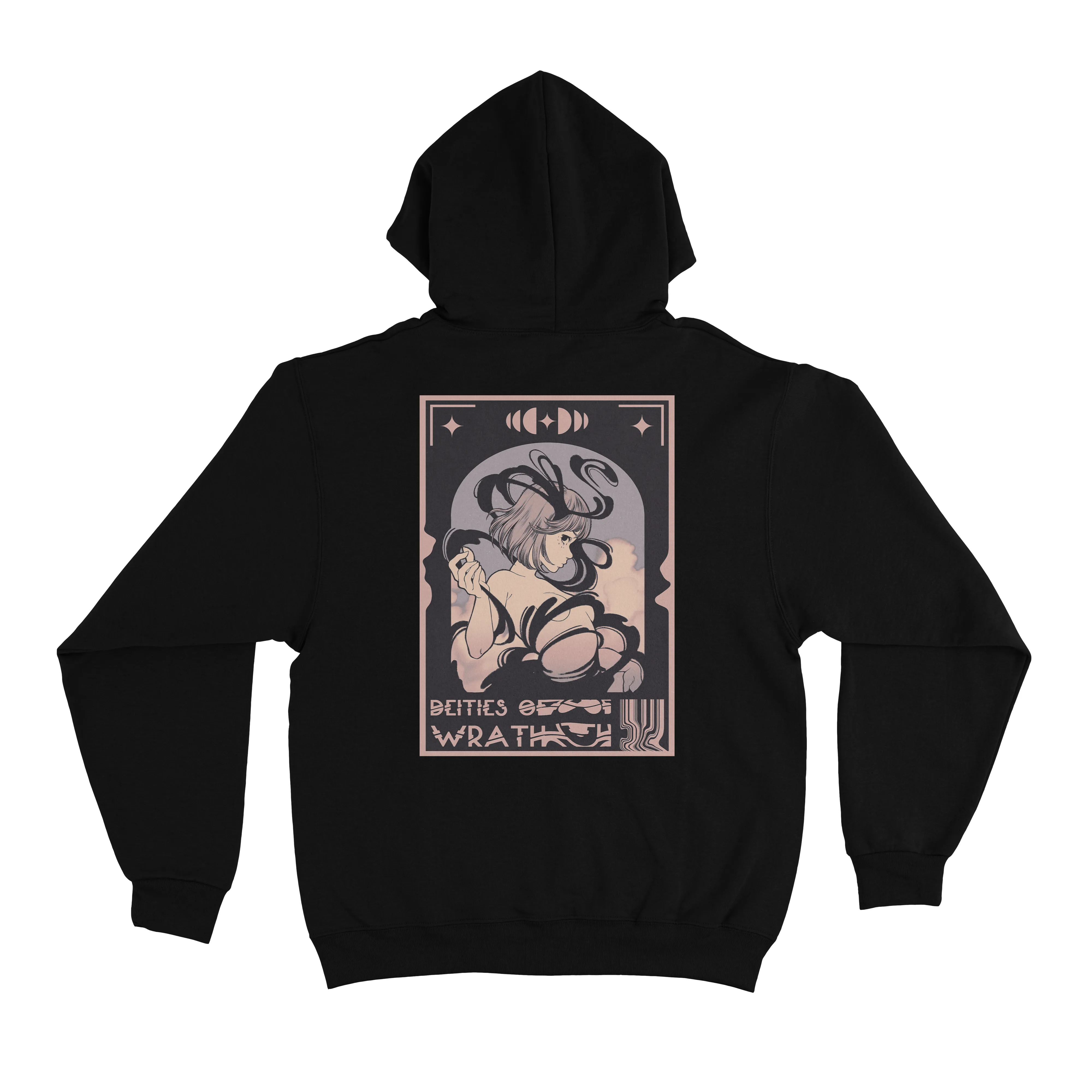 "Deities of Wrath" Basic Hoodie Black/Beige