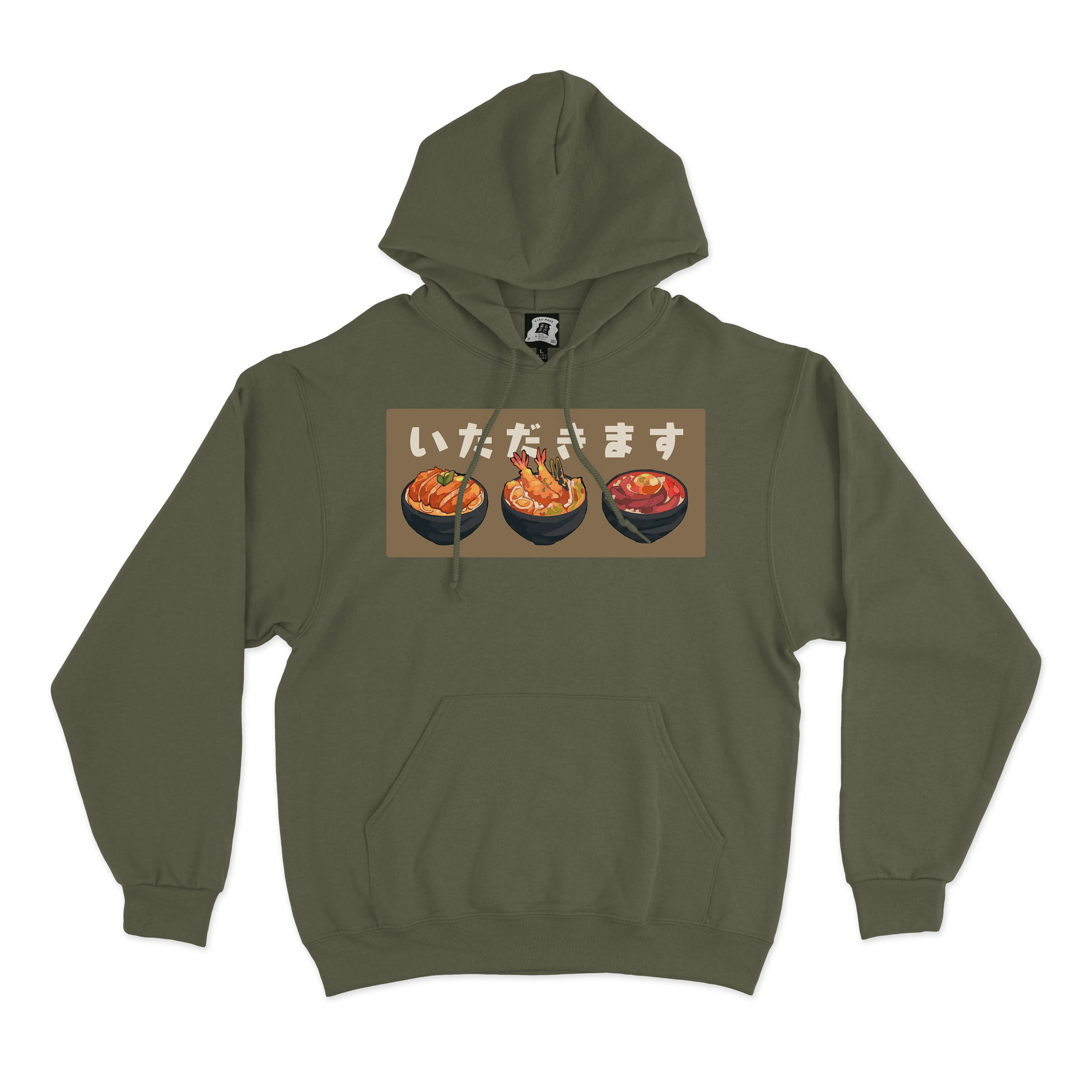"Donburi" Fleece Hoodie Khaki