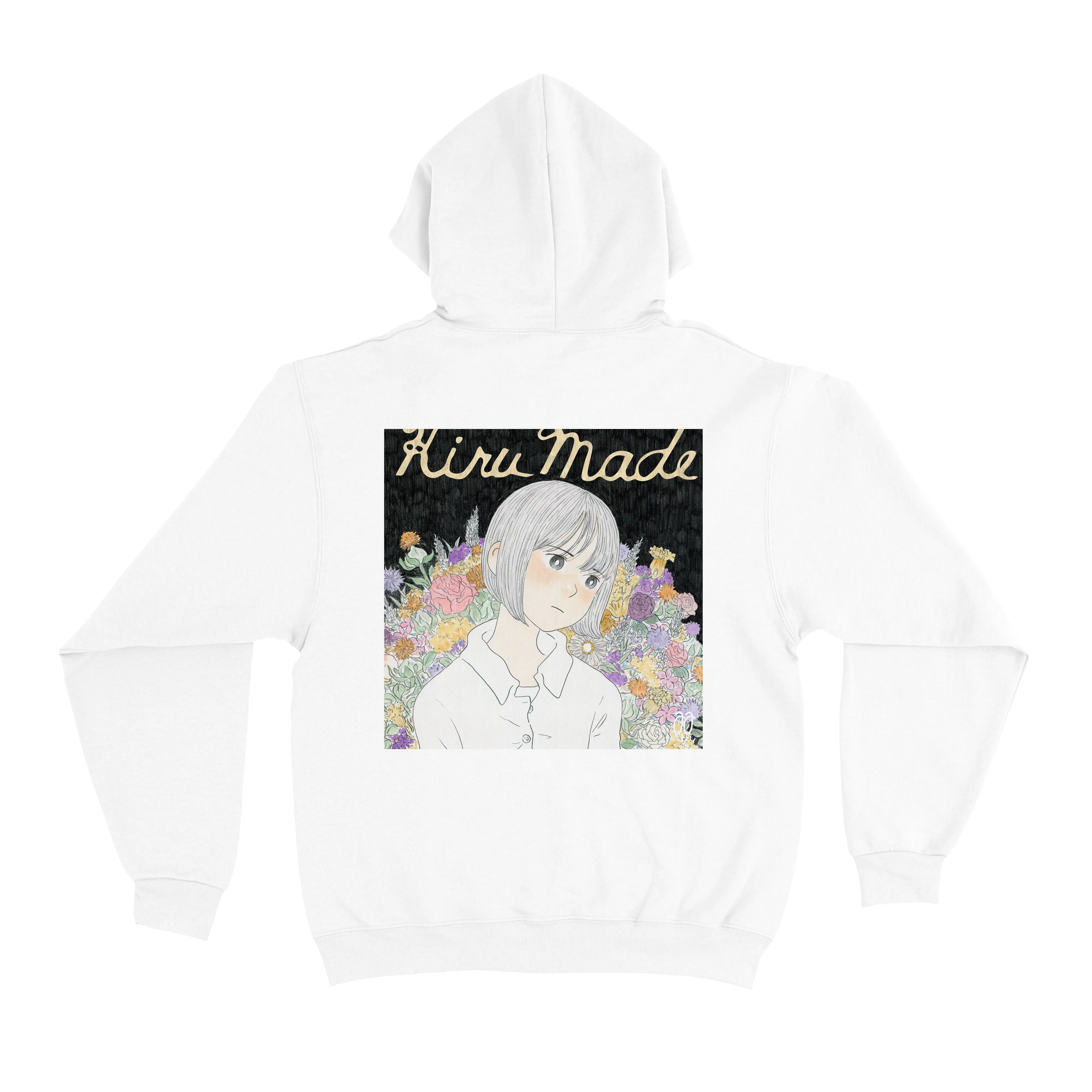 "Flowers" Basic Hoodie White