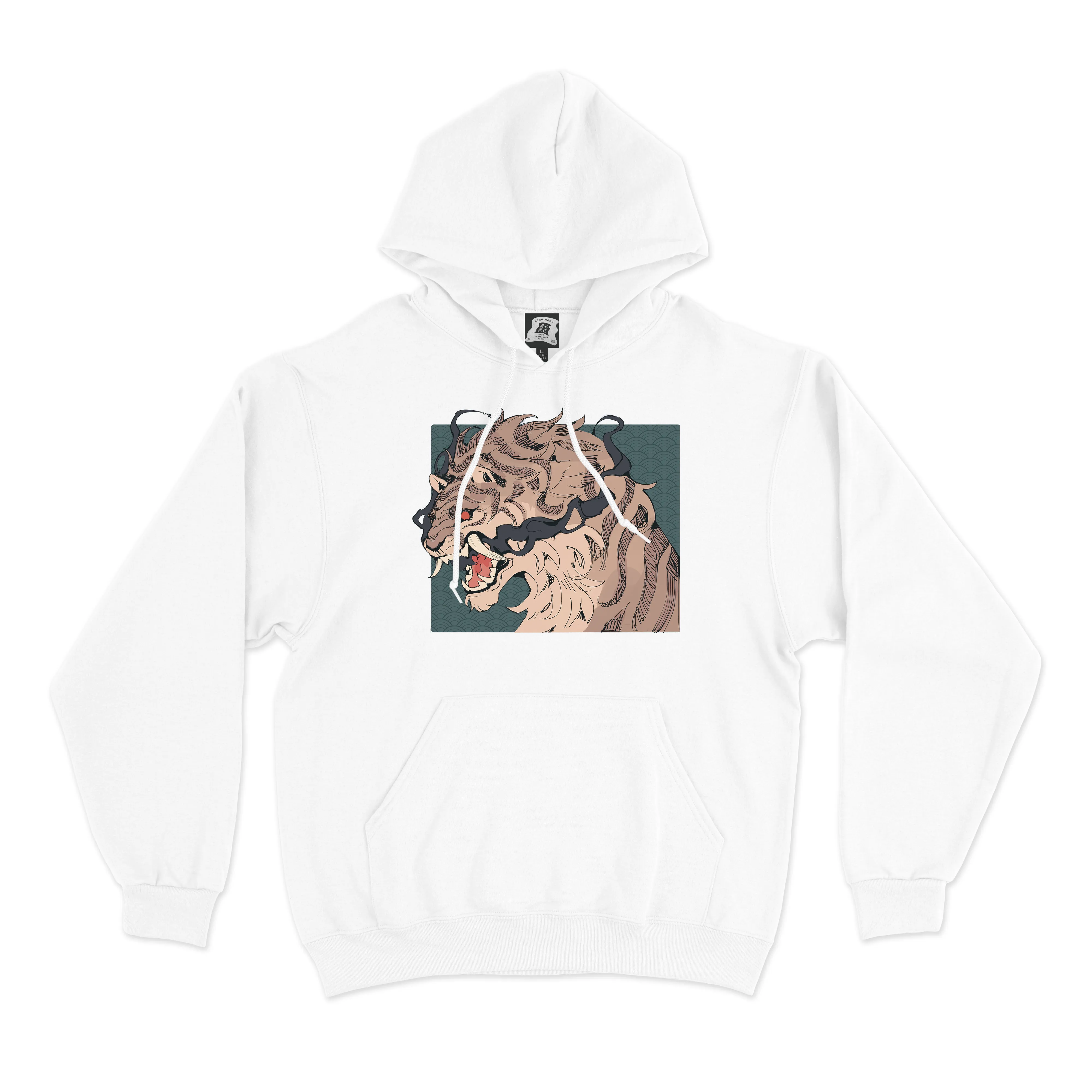 "Ghost Cat" Basic Hoodie White/Black