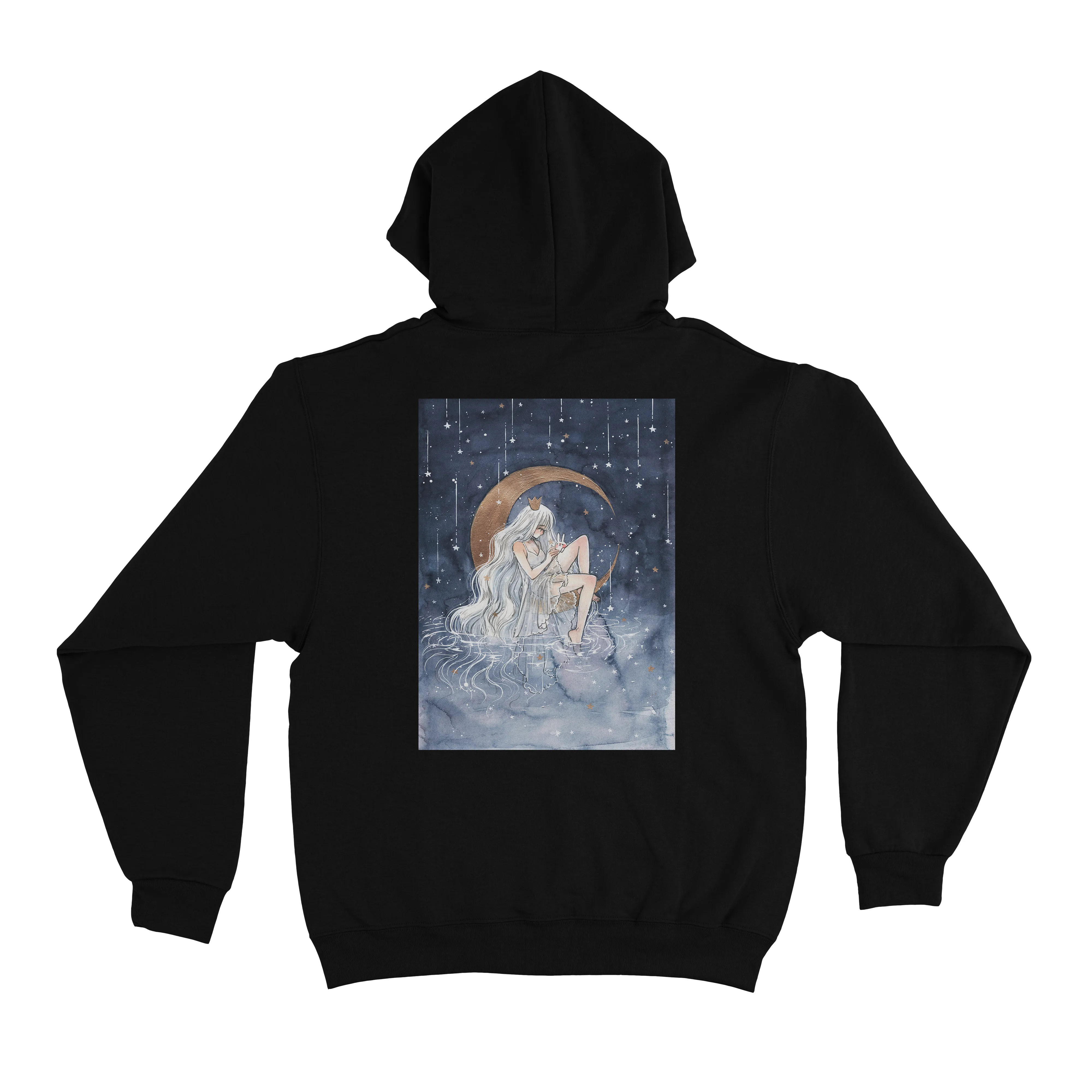 "La Lune" Basic Hoodie Black