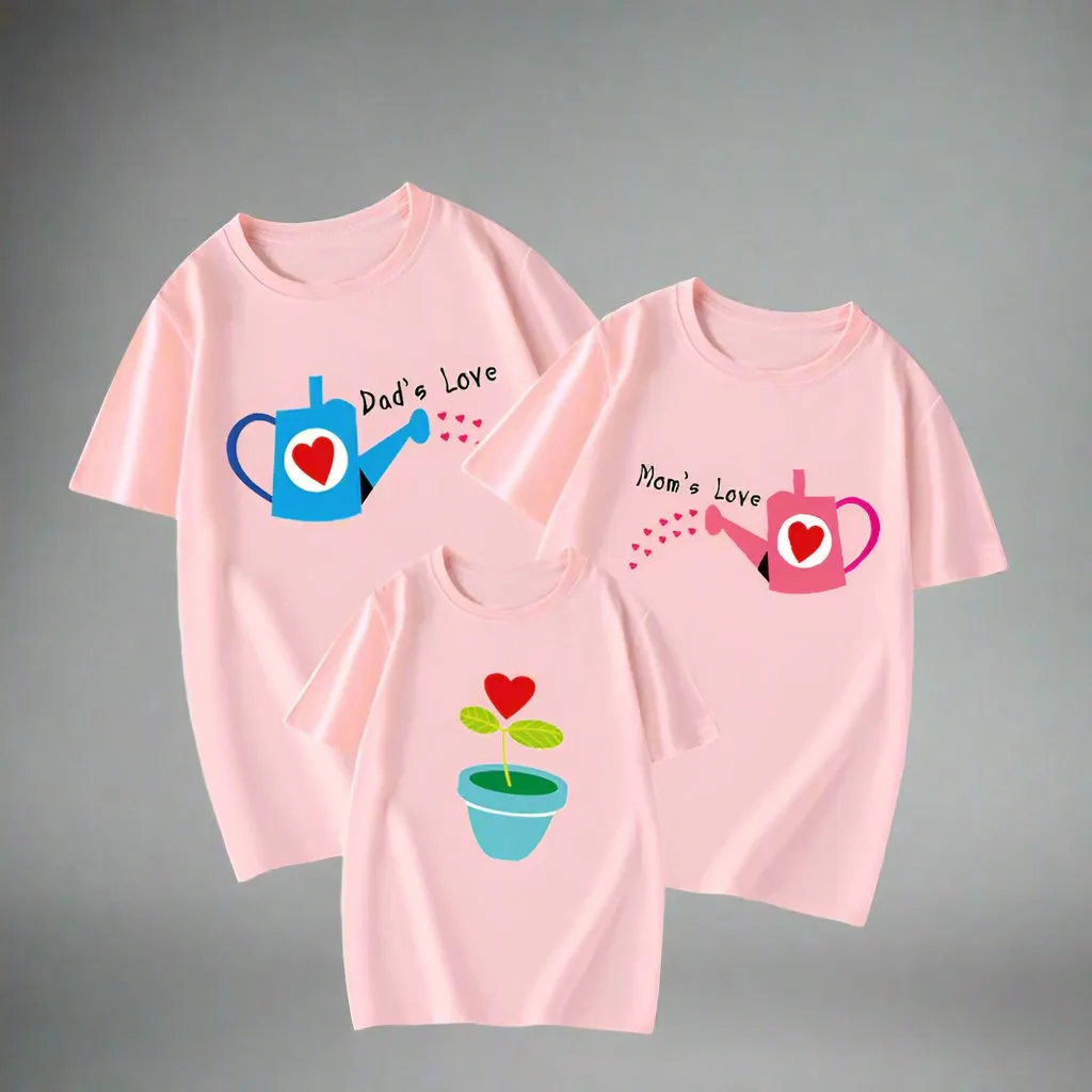 "Love Grows" Family Matching T-Shirts – Watering Can & Plant Design