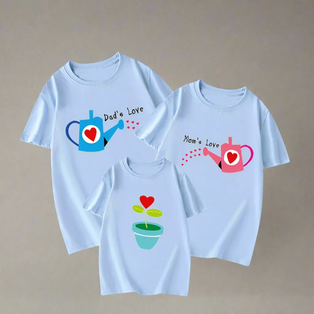 "Love Grows" Family Matching T-Shirts – Watering Can & Plant Design