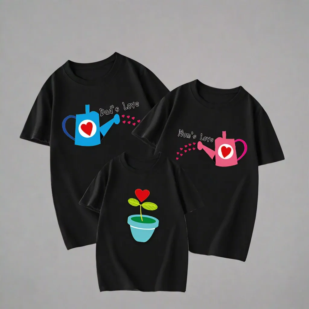 "Love Grows" Family Matching T-Shirts – Watering Can & Plant Design