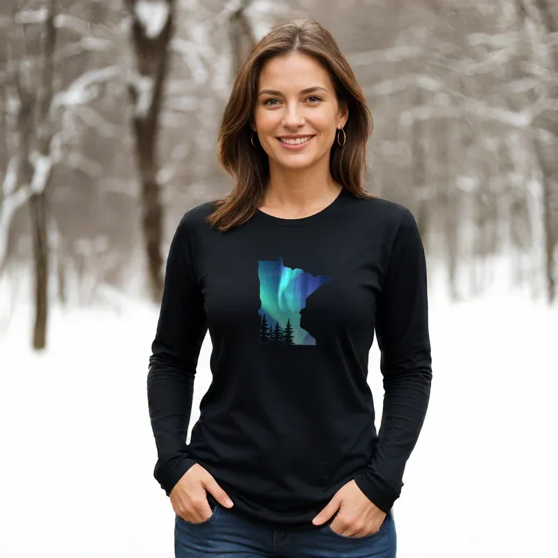 "Minnesota Northern Lights" Relaxed Fit Long Sleeve Unisex T-Shirt