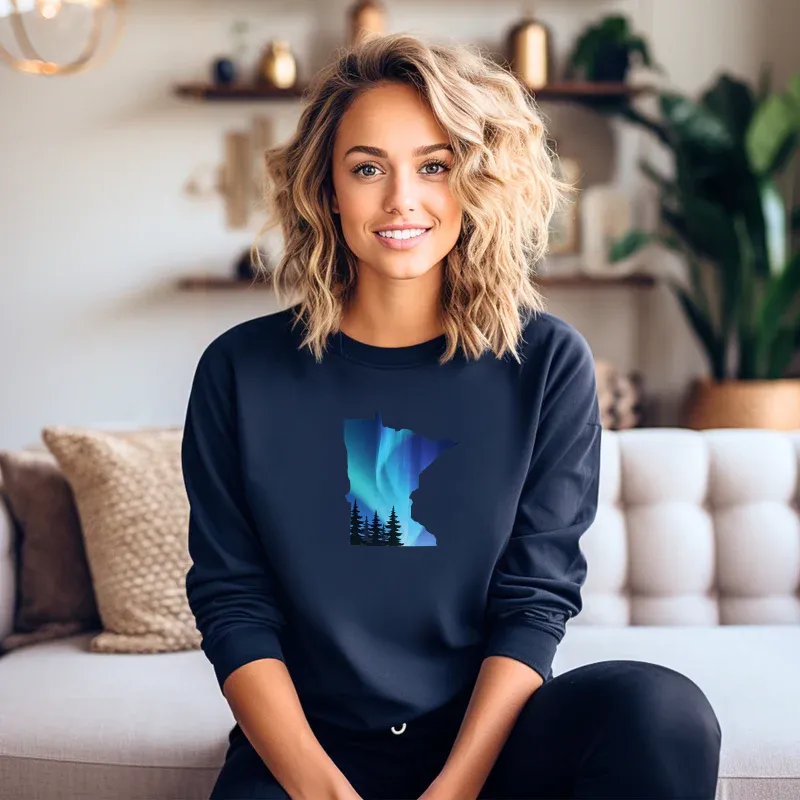 "Minnesota Northern Lights" Relaxed Fit Long Sleeve Unisex T-Shirt