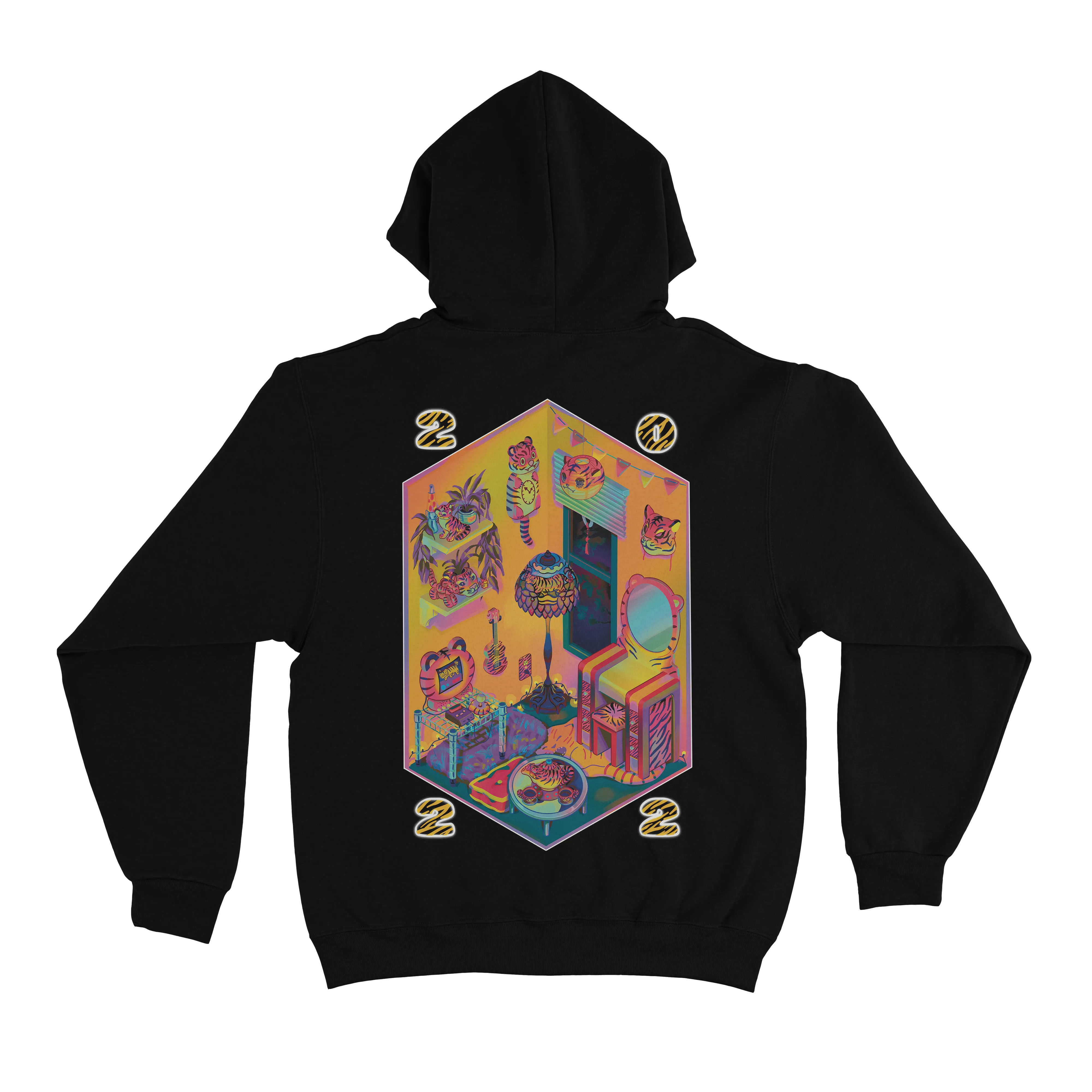 "New Years Card" Basic Hoodie Black/White
