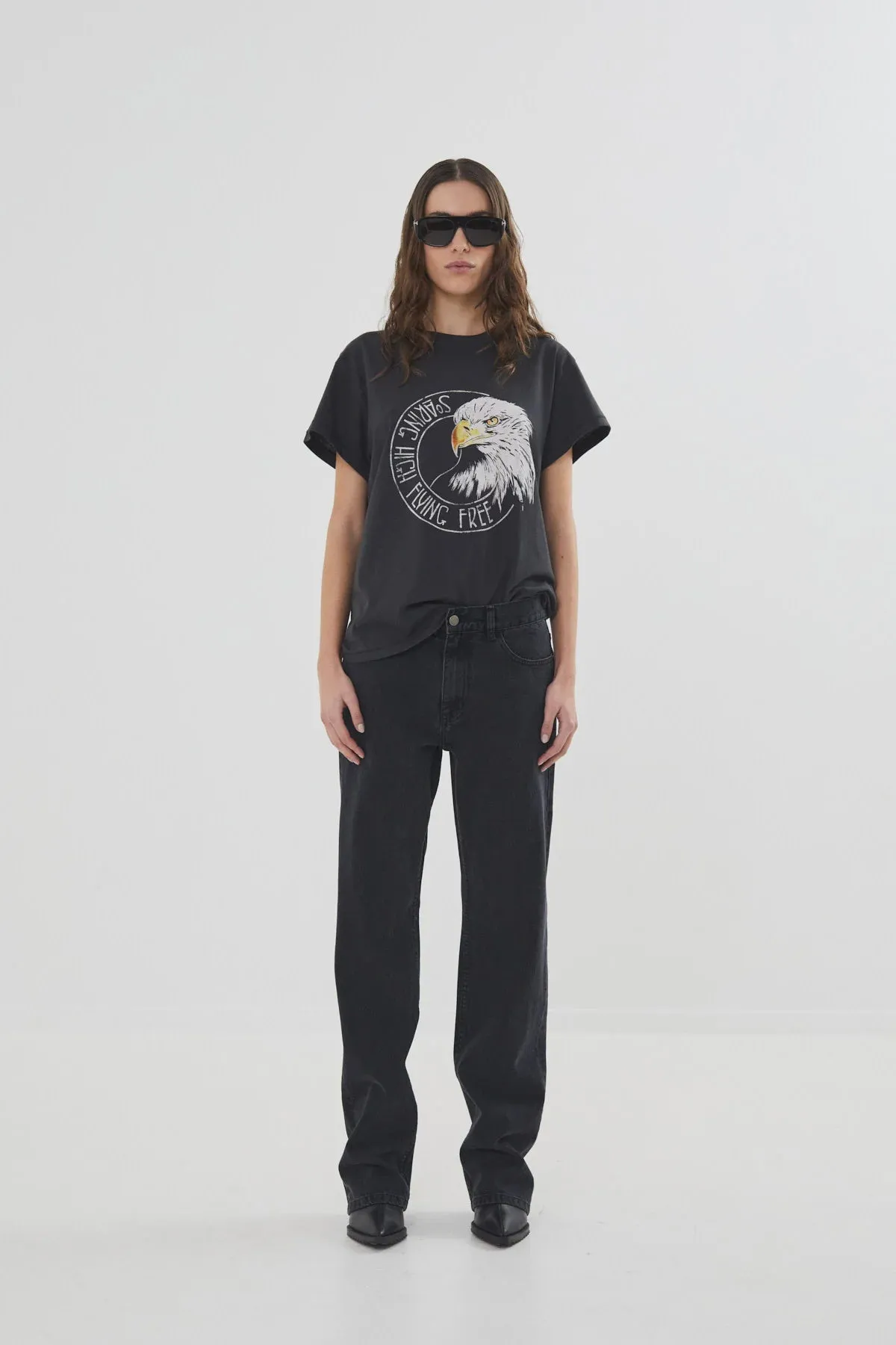 Rabens Saloner Ambla Eagle Tee - Faded Black