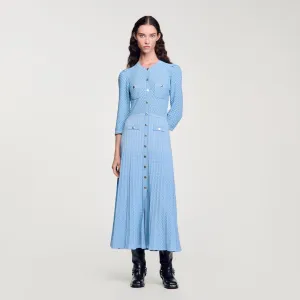 Ramia Pointelle Knit Maxi Dress Sky Blue