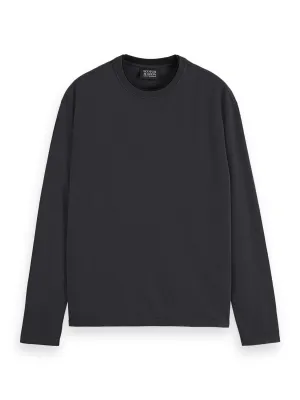 Relaxed Fit 3 Crosses Long Sleeve Tee - Black
