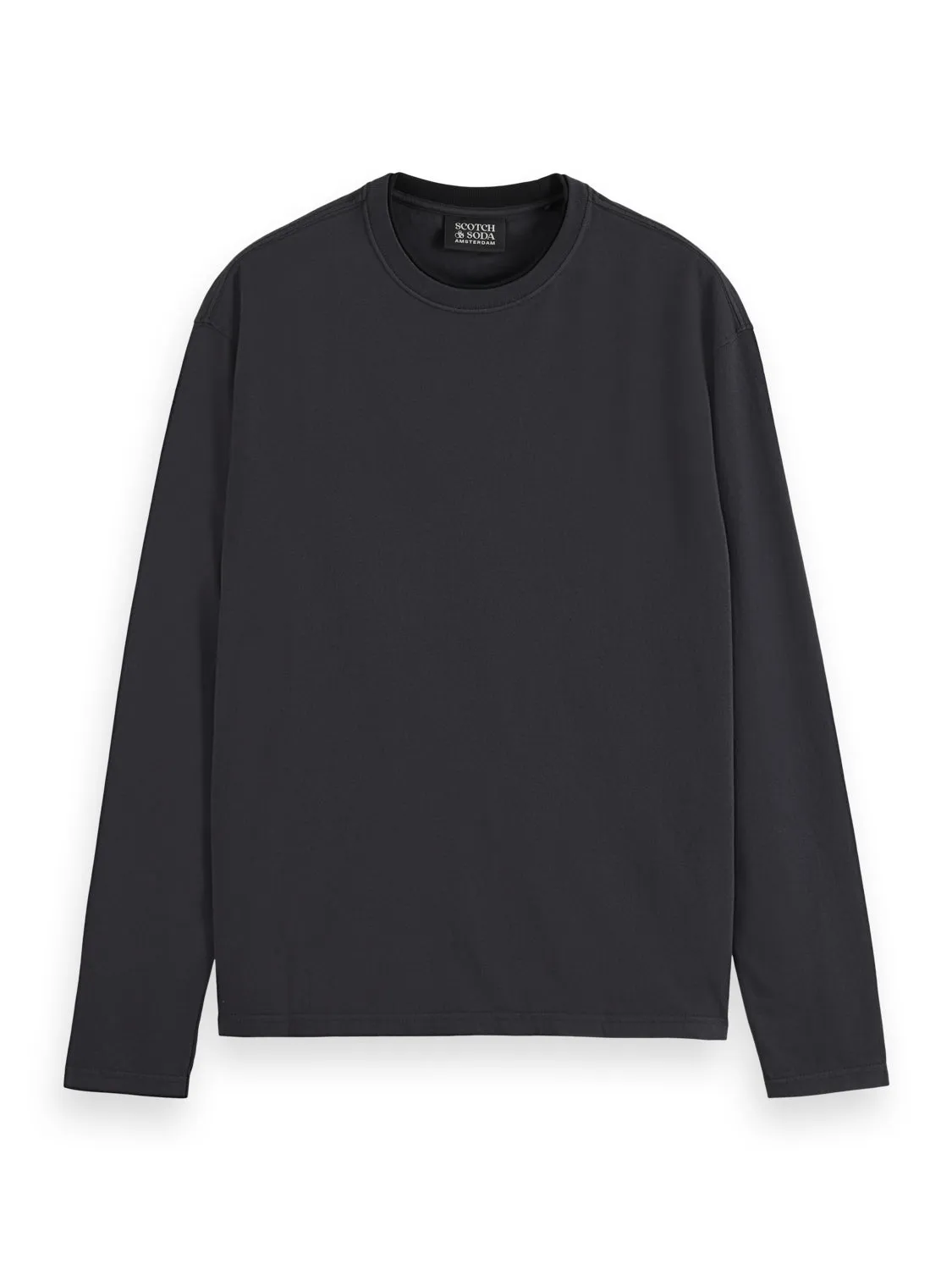 Relaxed Fit 3 Crosses Long Sleeve Tee - Black