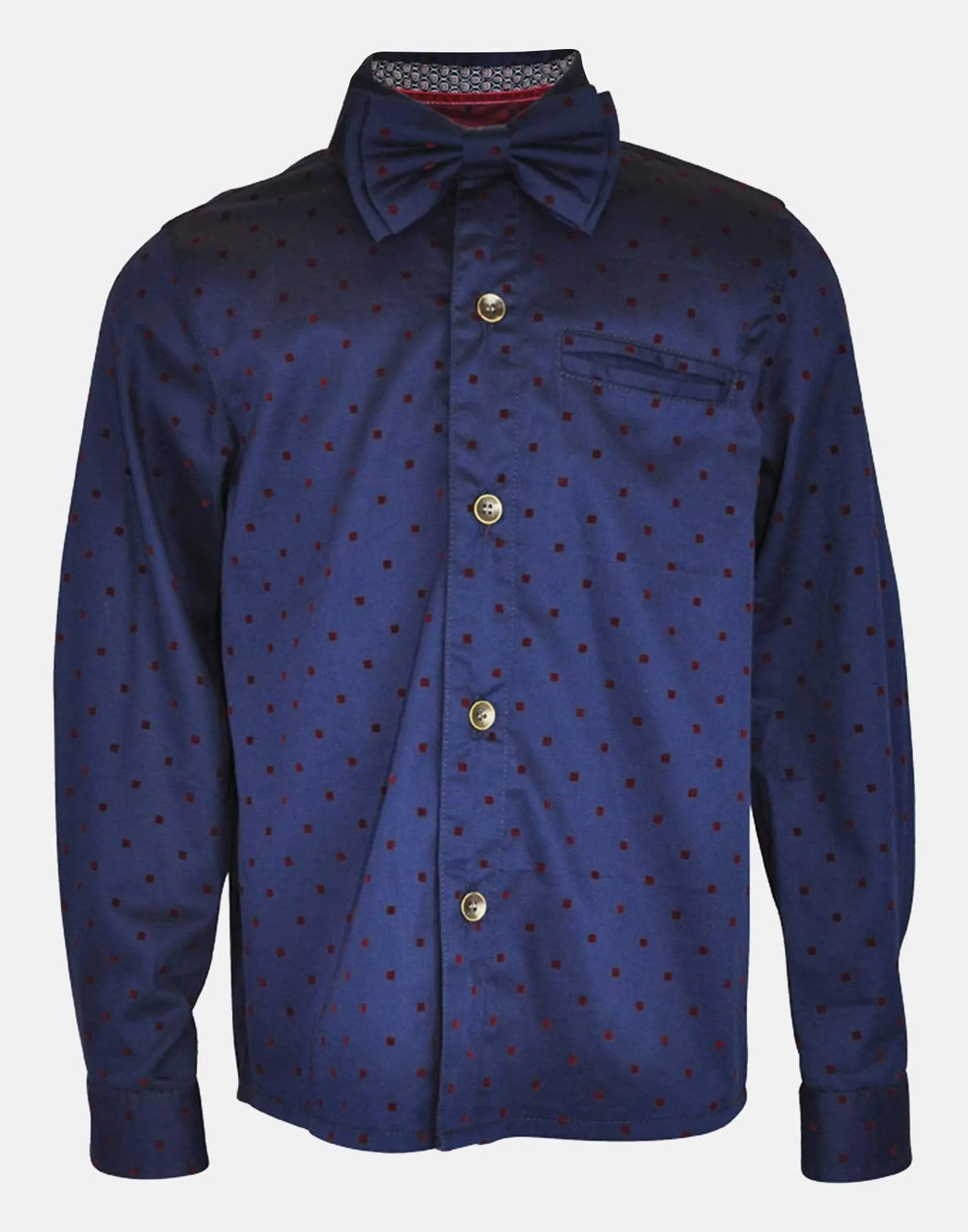 Reuben: Navy square shirt with bowtie
