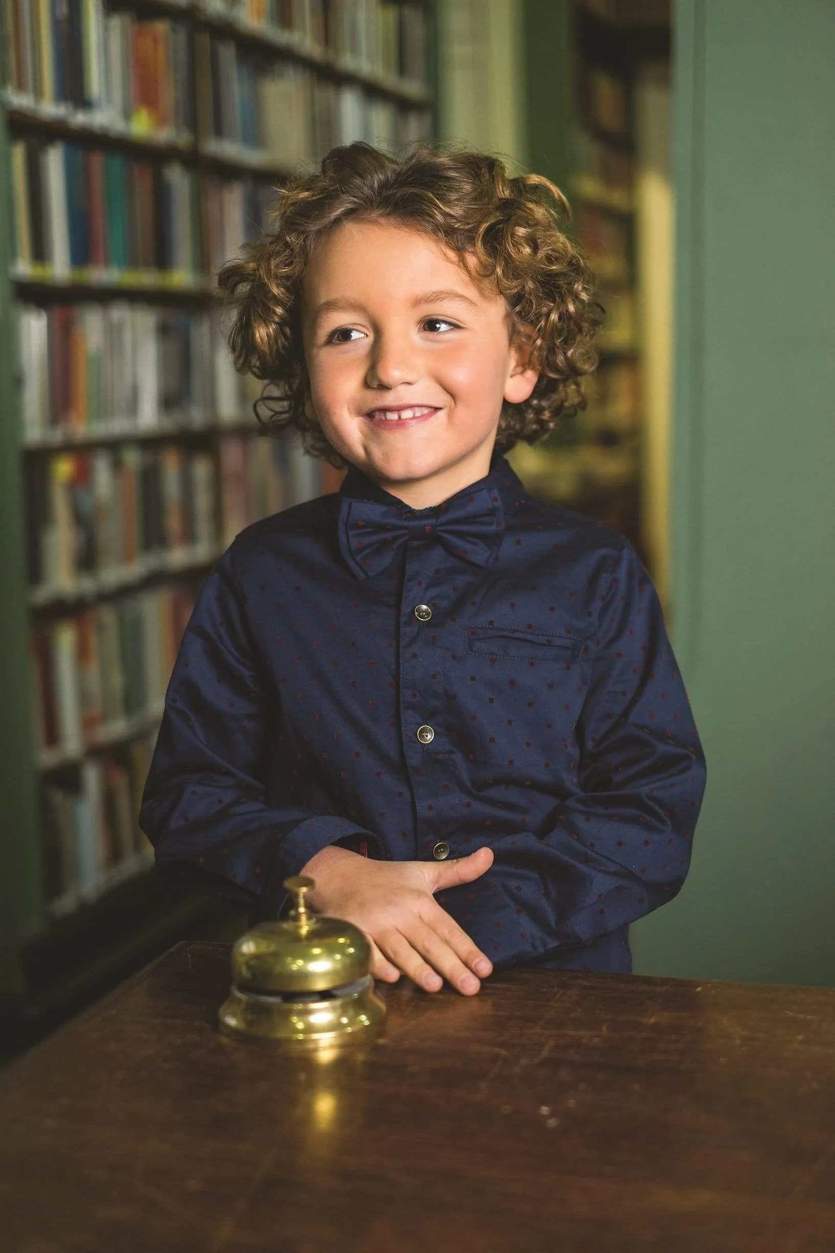 Reuben: Navy square shirt with bowtie