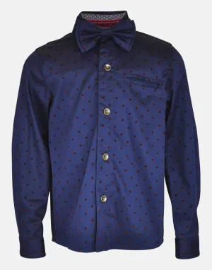 Reuben: Navy square shirt with bowtie