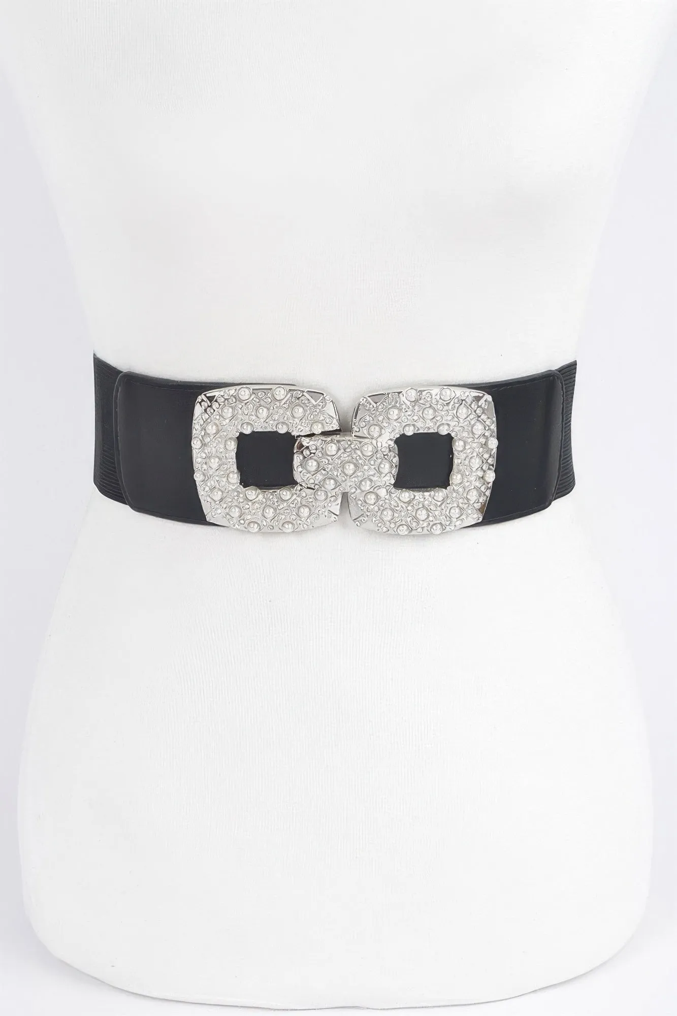 Rhinestone Pearl Buckles Elastic Belt