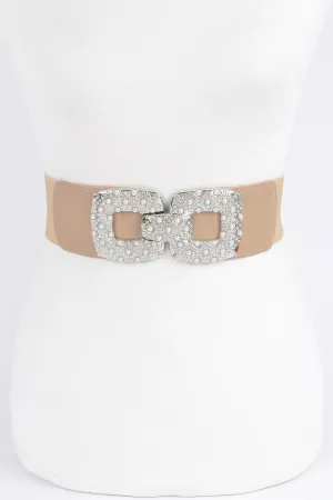 Rhinestone Pearl Buckles Elastic Belt