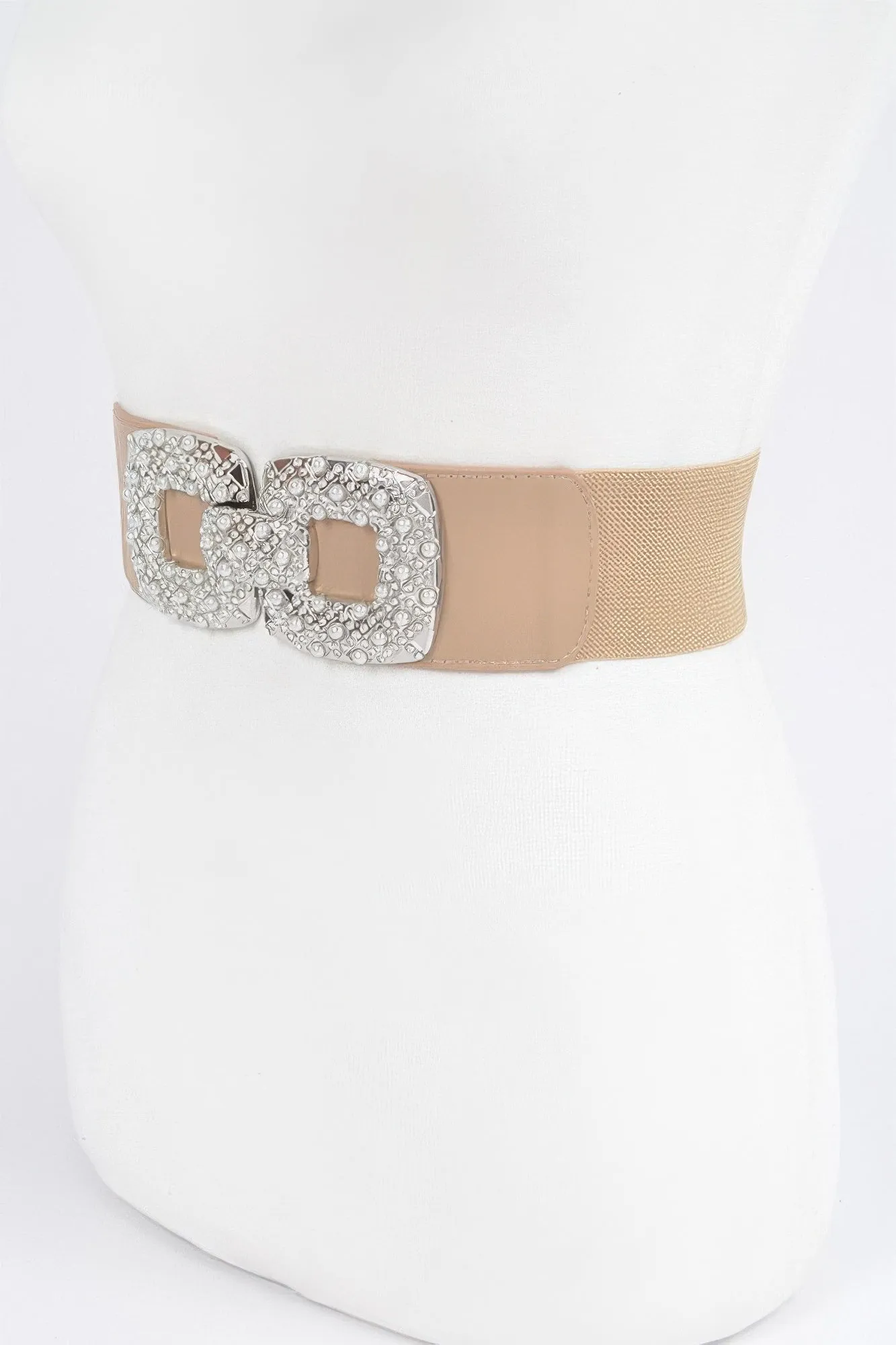 Rhinestone Pearl Buckles Elastic Belt