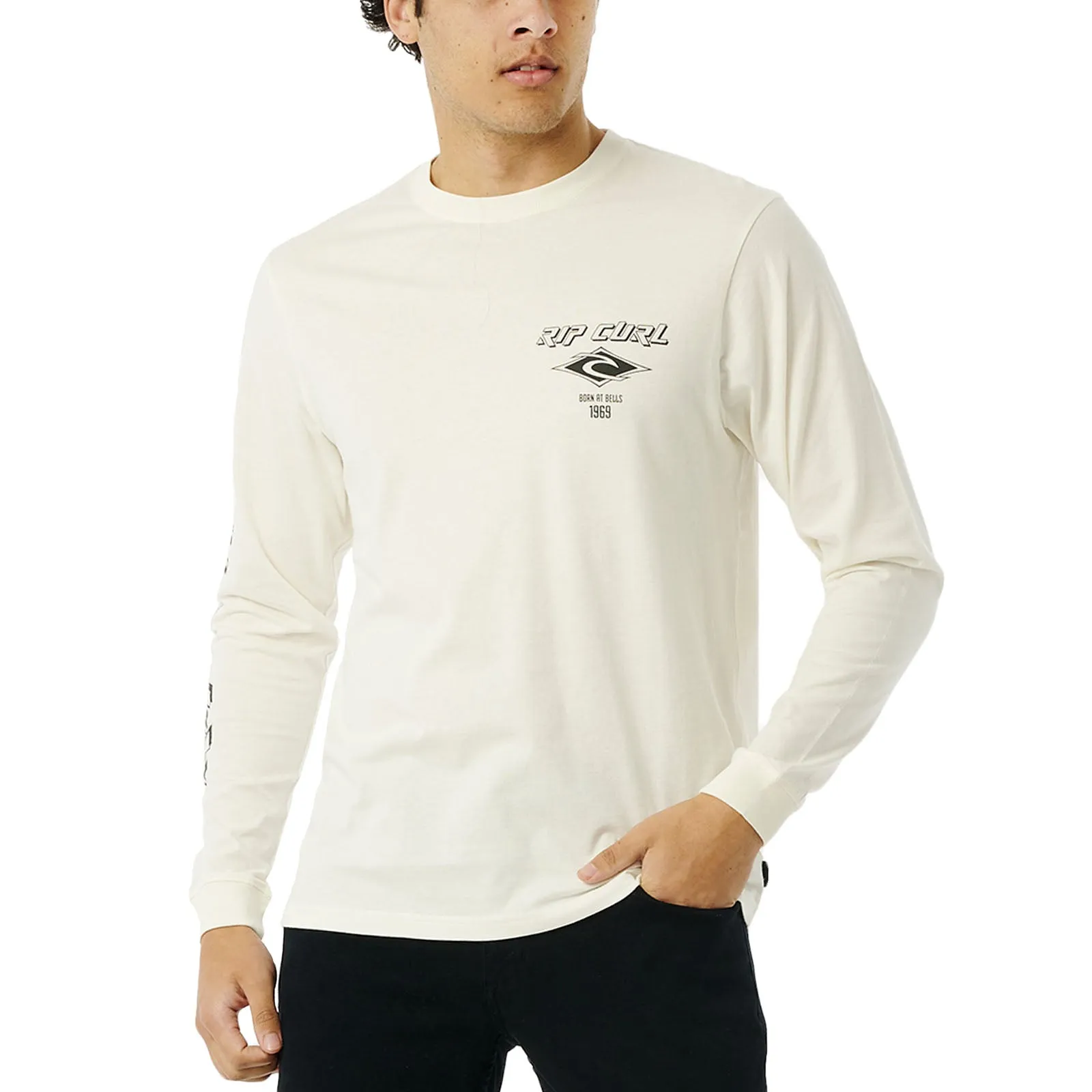 Rip Curl Mens Fade Out Icon Crew Neck Cotton T-Shirt